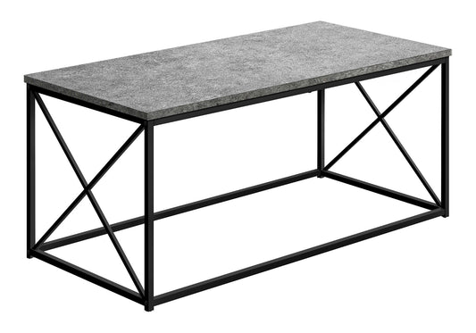 title:Coffee Table, Accent, Cocktail, Rectangular, Living Room, 40"l, Grey Laminate, Black Metal, Contemporary, Modern;color:Grey