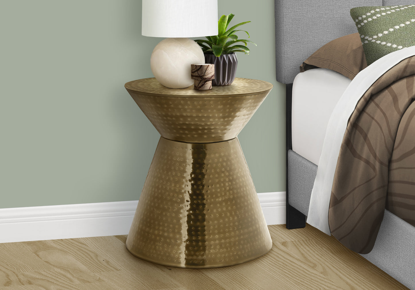 title:Accent Table, Drum, Side, End, Nightstand, Lamp, Living Room, Bedroom, Gold Metal, Contemporary, Modern;color:Gold4