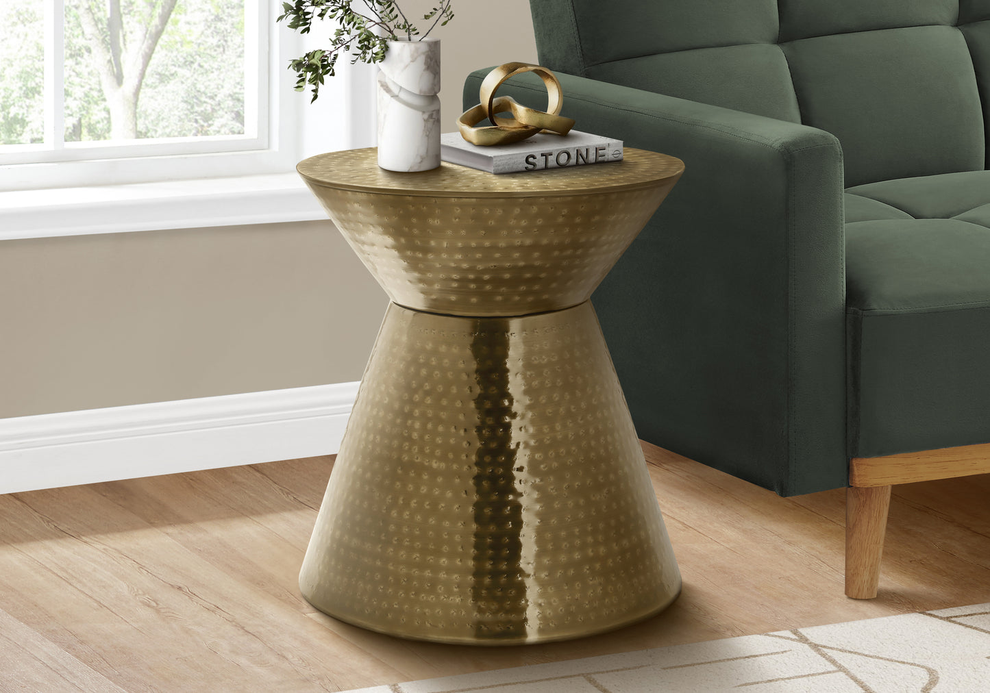 title:Accent Table, Drum, Side, End, Nightstand, Lamp, Living Room, Bedroom, Gold Metal, Contemporary, Modern;color:Gold4