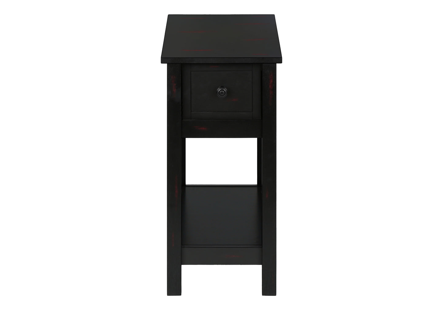 title:Accent Table, 2 Tier, End, Lamp, Nightstand, Side Table, Narrow, Small, Storage Drawer, Bedroom, Black Veneer, Transitional;color:Black