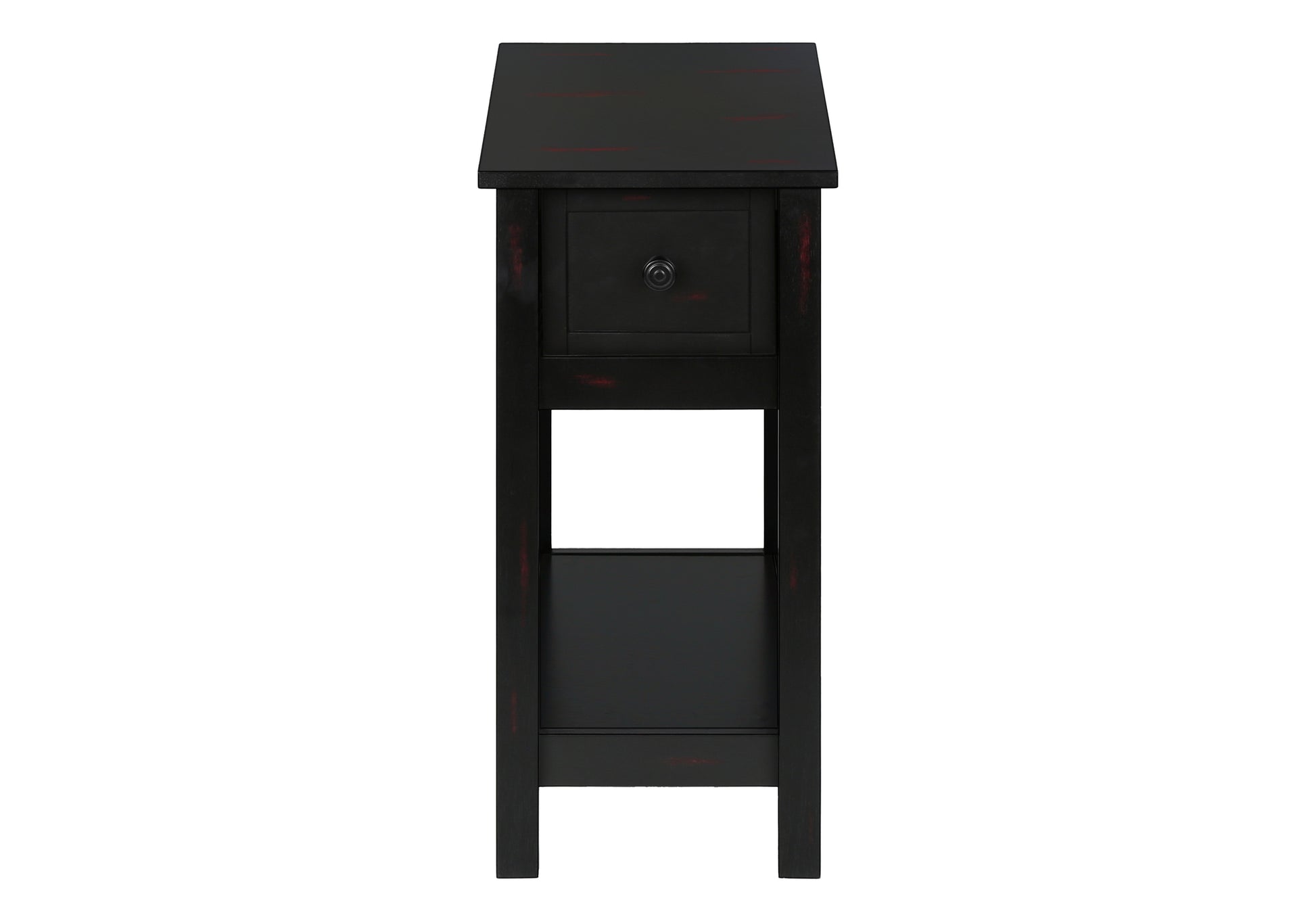 title:Accent Table, 2 Tier, End, Lamp, Nightstand, Side Table, Narrow, Small, Storage Drawer, Bedroom, Black Veneer, Transitional;color:Black