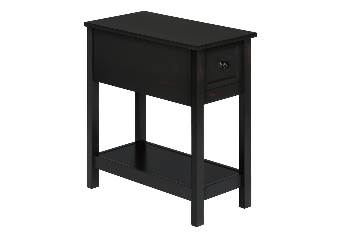 title:Accent Table, 2 Tier, End, Lamp, Nightstand, Side Table, Narrow, Small, Storage Drawer, Bedroom, Black Veneer, Transitional;color:Black