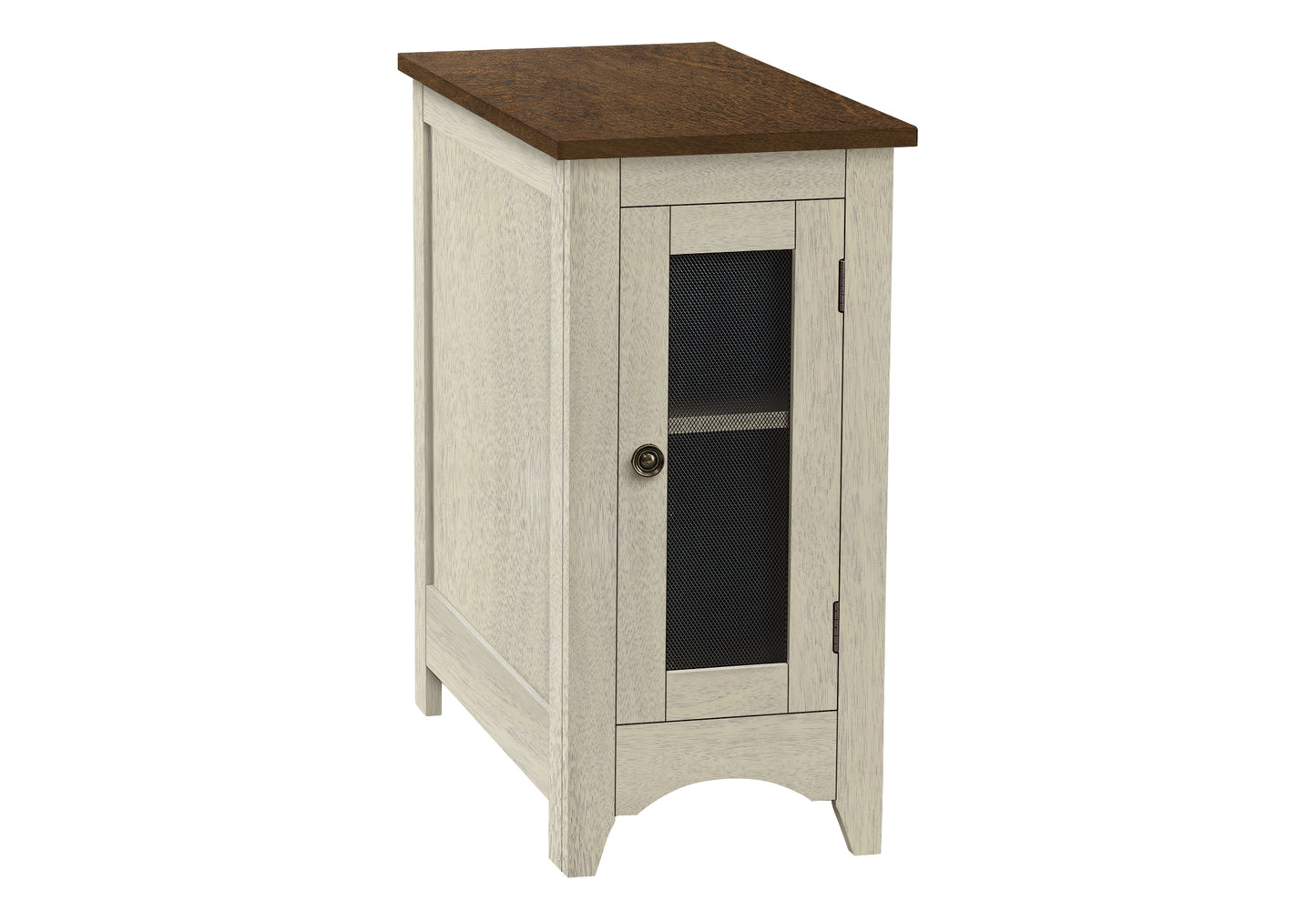 title:Accent Table, End, Side Table, Narrow, Nightstand, Bedroom, Lamp, Storage, Antique White Veneer, Brown Veneer, Transitional;color:White