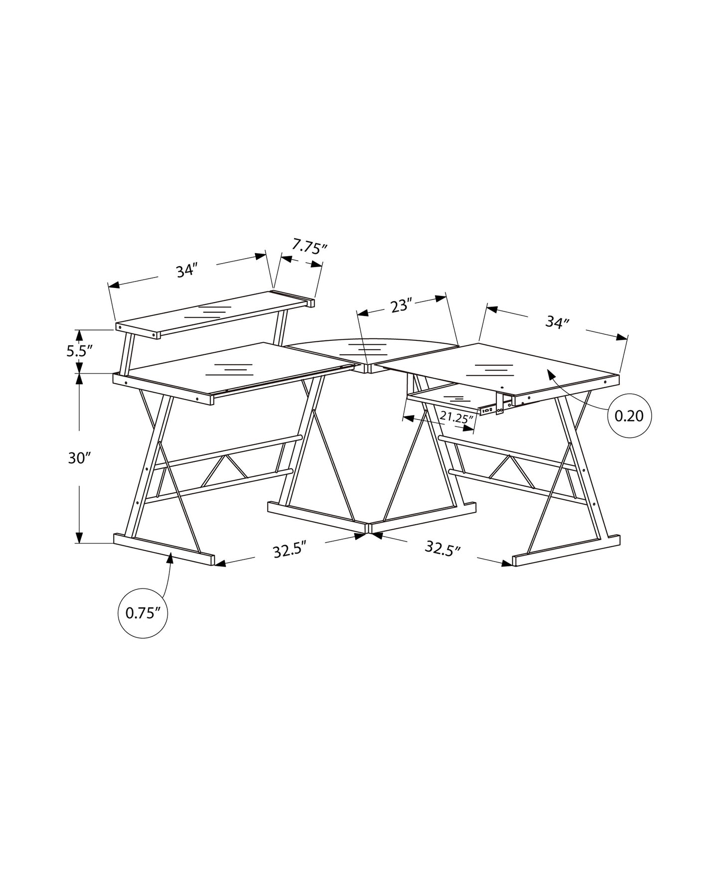 title:Computer Desk, Home Office, Corner, L Shape, Work, Laptop, Black Tempered Glass, Clear Tempered Glass, Contemporary, Modern;color:Black