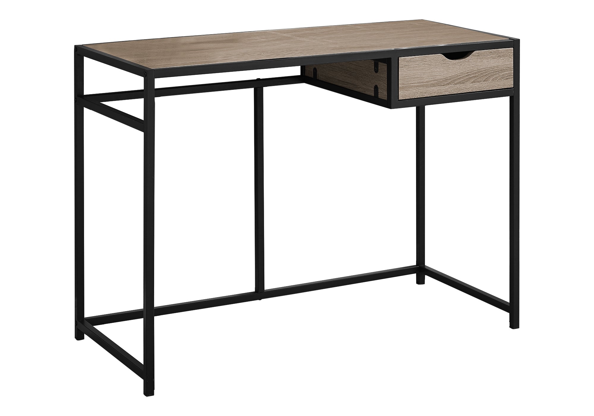 title:Computer Desk, Home Office, Laptop, Storage Drawer, 42"l, Work, Brown Laminate, Black Metal, Contemporary, Modern;color:Dark Taupe