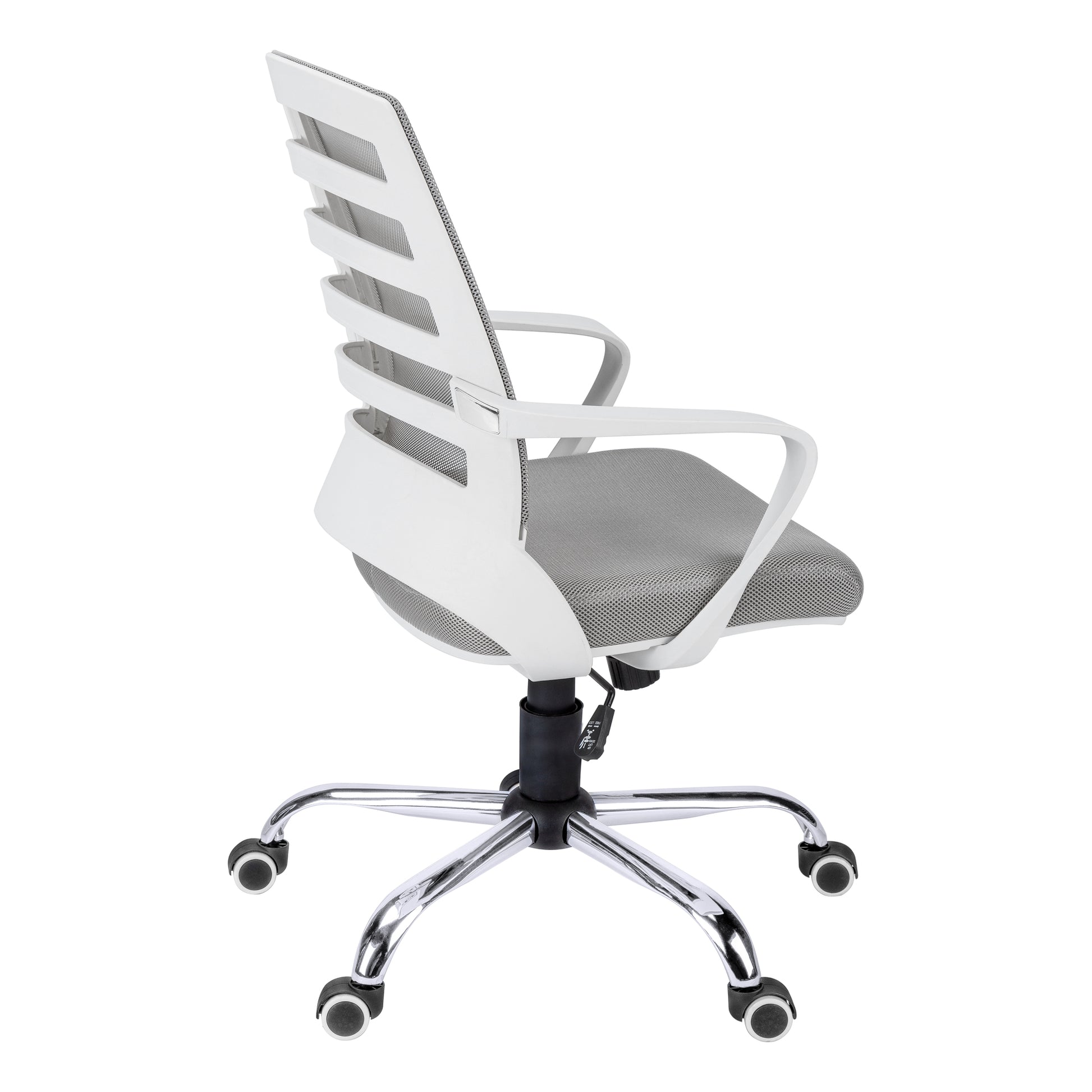 title:Office Chair, Adjustable Height, Swivel, Ergonomic, Armrests, Computer Desk, Work, Grey Mesh, Chrome Metal, Contemporary, Modern;color:White