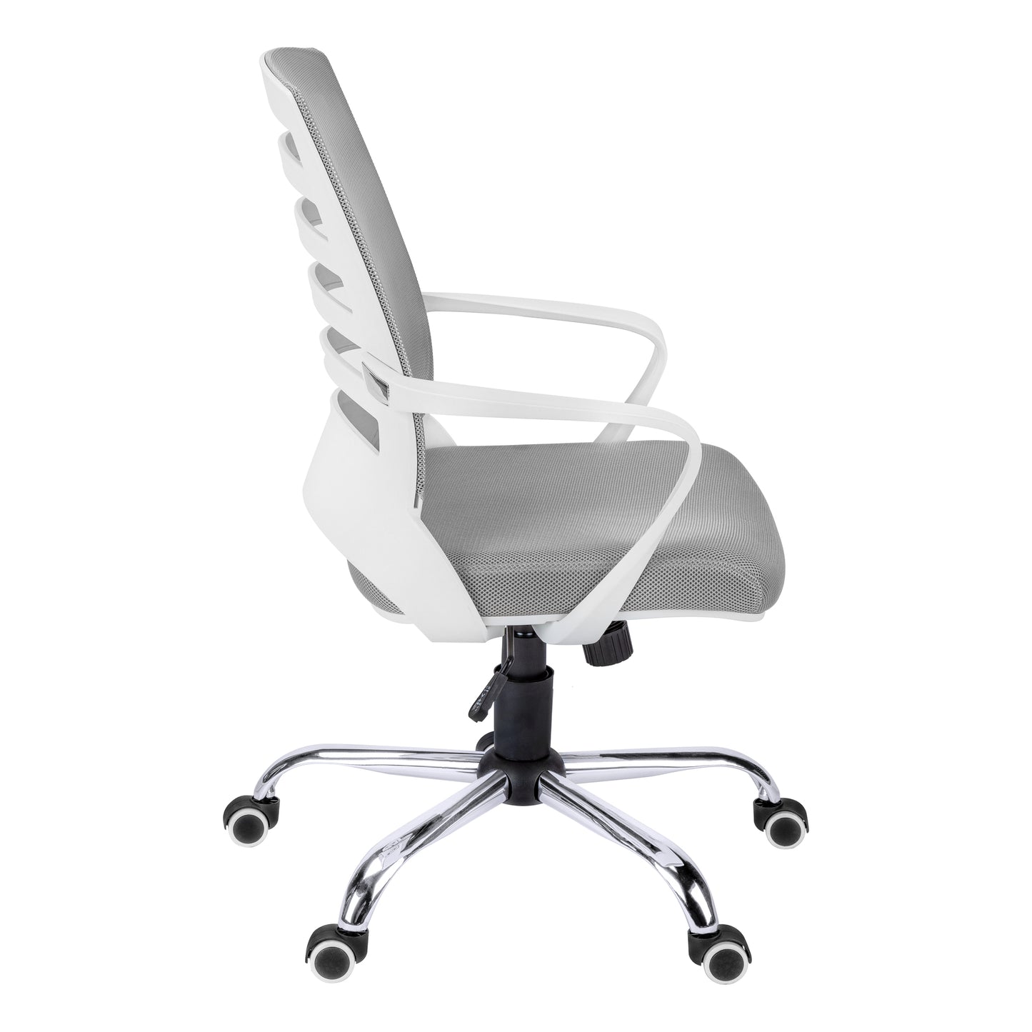 title:Office Chair, Adjustable Height, Swivel, Ergonomic, Armrests, Computer Desk, Work, Grey Mesh, Chrome Metal, Contemporary, Modern;color:White