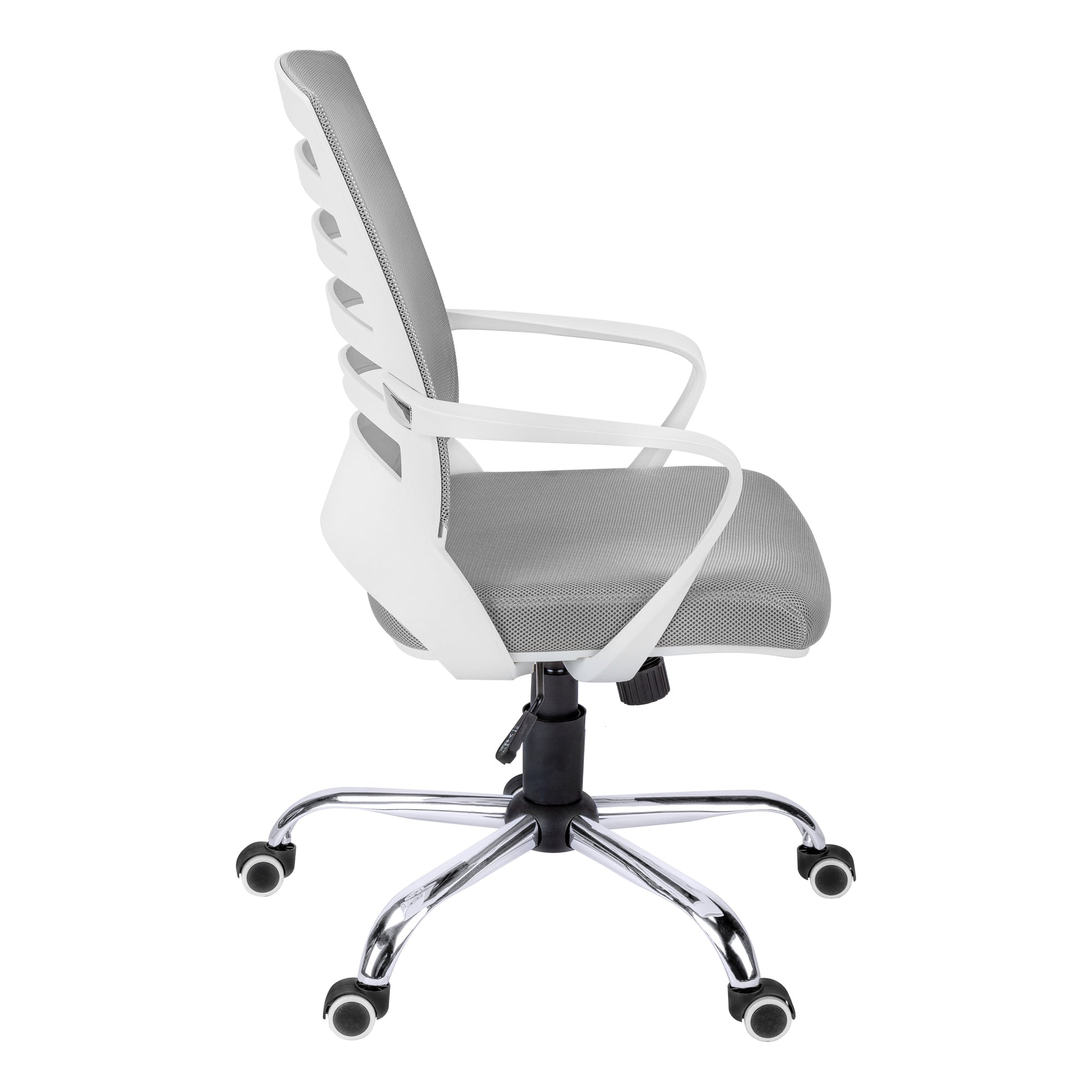 title:Office Chair, Adjustable Height, Swivel, Ergonomic, Armrests, Computer Desk, Work, Grey Mesh, Chrome Metal, Contemporary, Modern;color:White