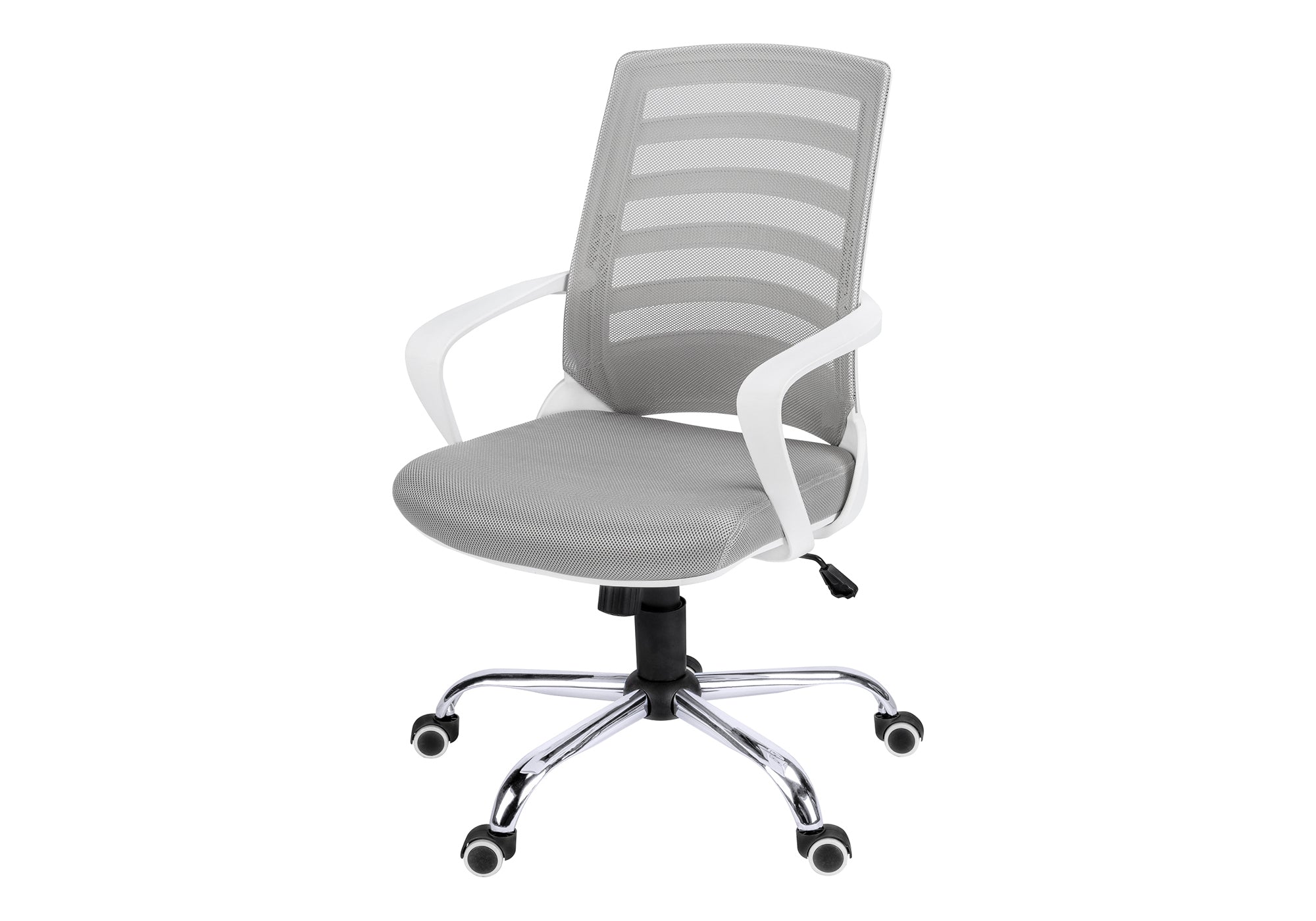 title:Office Chair, Adjustable Height, Swivel, Ergonomic, Armrests, Computer Desk, Work, Grey Mesh, Chrome Metal, Contemporary, Modern;color:White