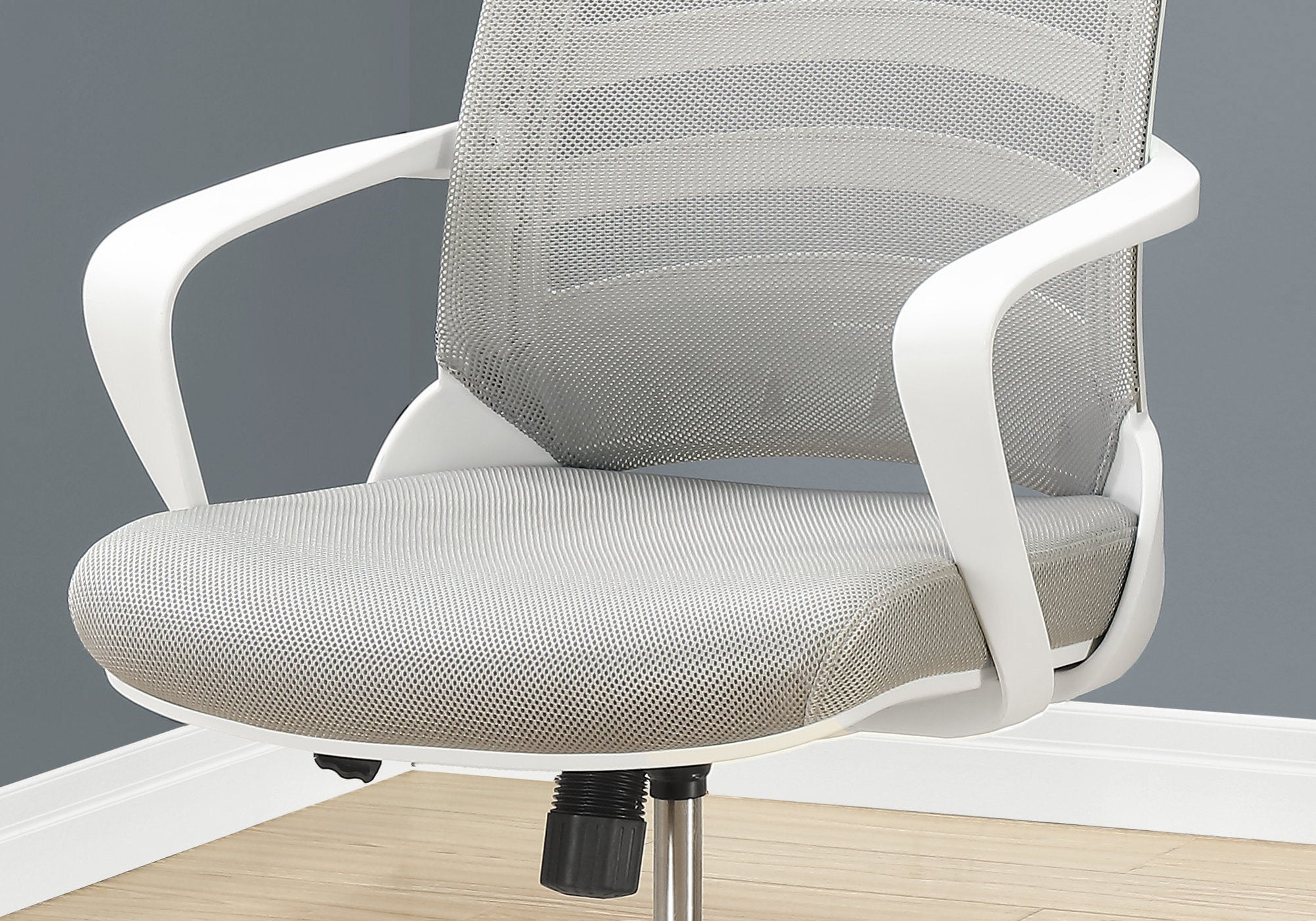 title:Office Chair, Adjustable Height, Swivel, Ergonomic, Armrests, Computer Desk, Work, Grey Mesh, Chrome Metal, Contemporary, Modern;color:White