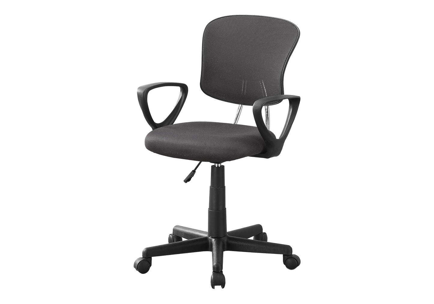 title:Office Chair, Adjustable Height, Swivel, Ergonomic, Armrests, Computer Desk, Work, Juvenile, Grey Mesh, Black Metal, Contemporary, Modern;color:Grey