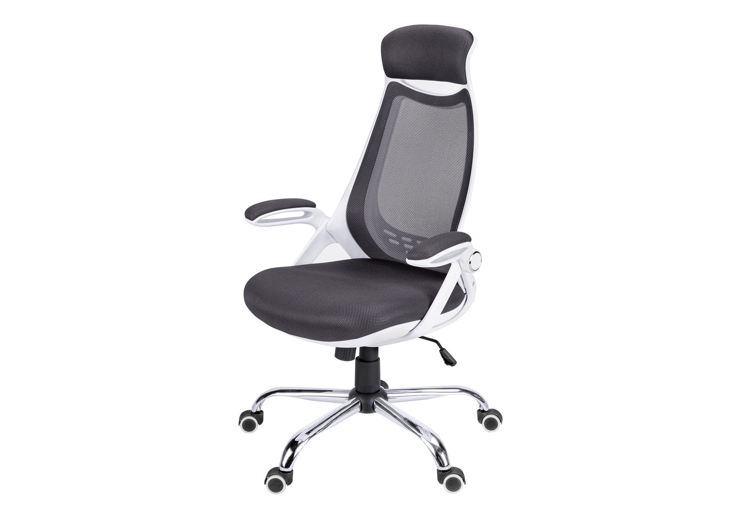 title:Office Chair, Adjustable Height, Swivel, Ergonomic, Armrests, Computer Desk, Work, Grey Mesh, Chrome Metal, Contemporary, Modern;color:White1