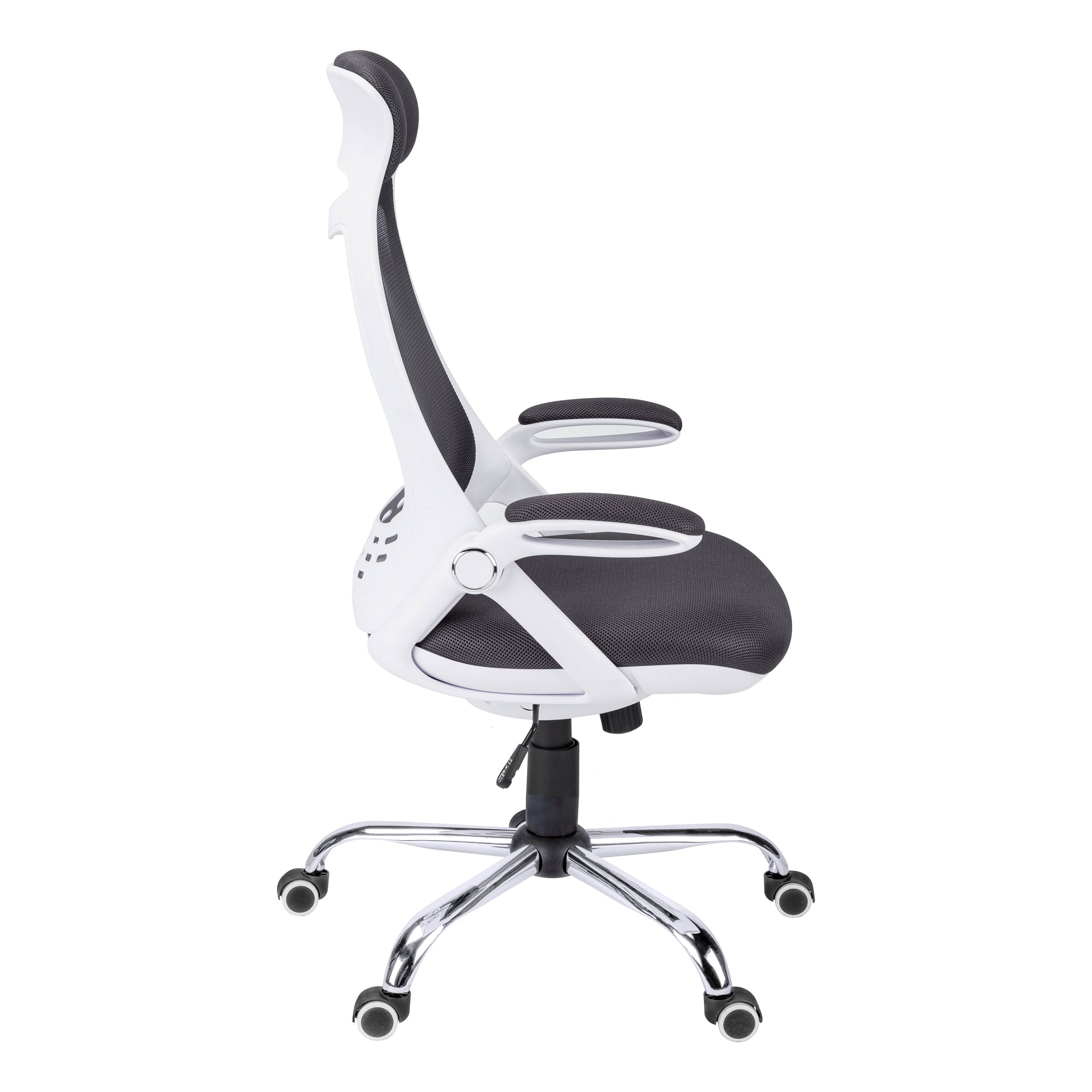 title:Office Chair, Adjustable Height, Swivel, Ergonomic, Armrests, Computer Desk, Work, Grey Mesh, Chrome Metal, Contemporary, Modern;color:White1