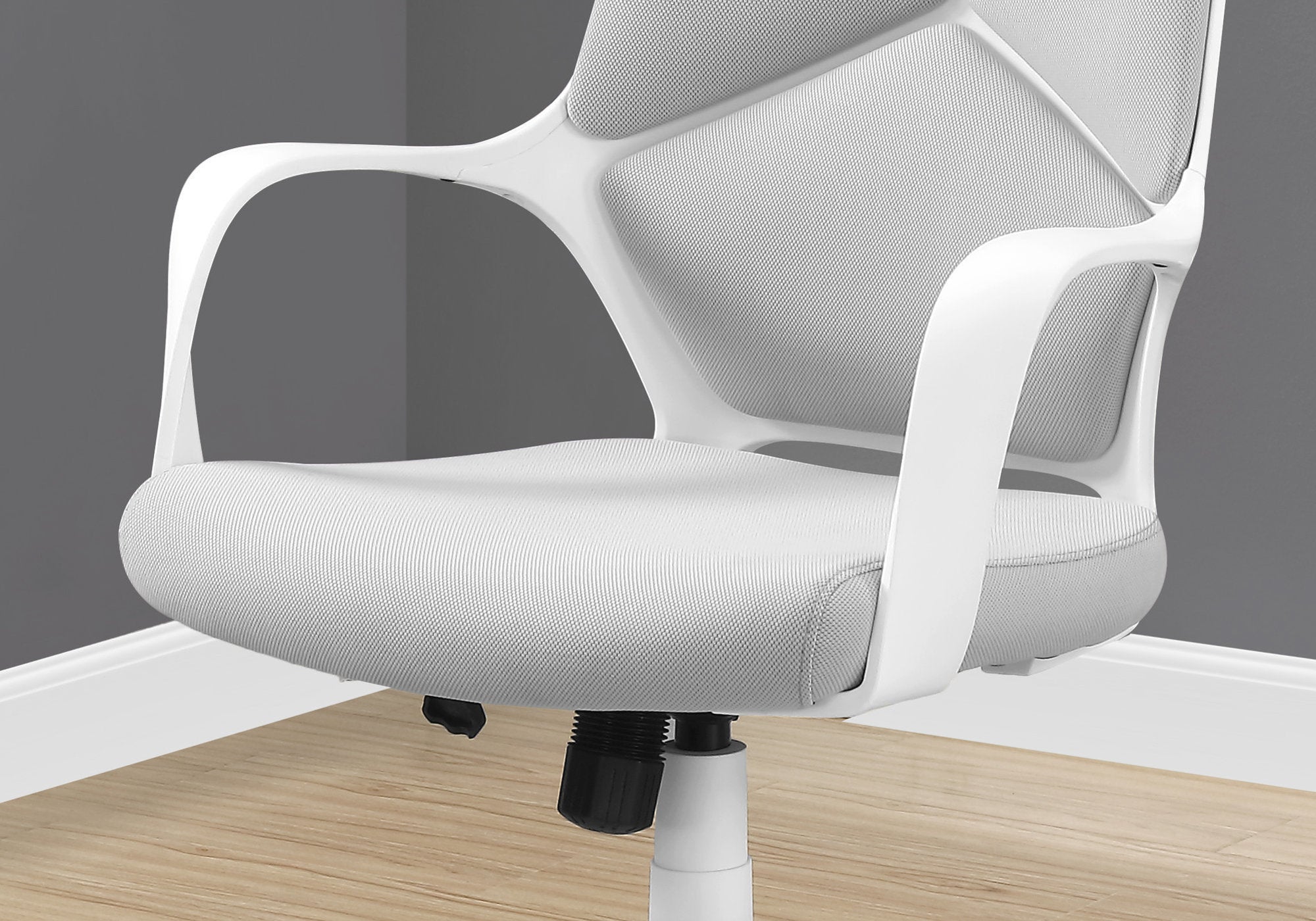 title:Office Chair, Adjustable Height, Swivel, Ergonomic, Armrests, Computer Desk, Work, Grey Mesh, White Metal, Contemporary, Modern;color:White