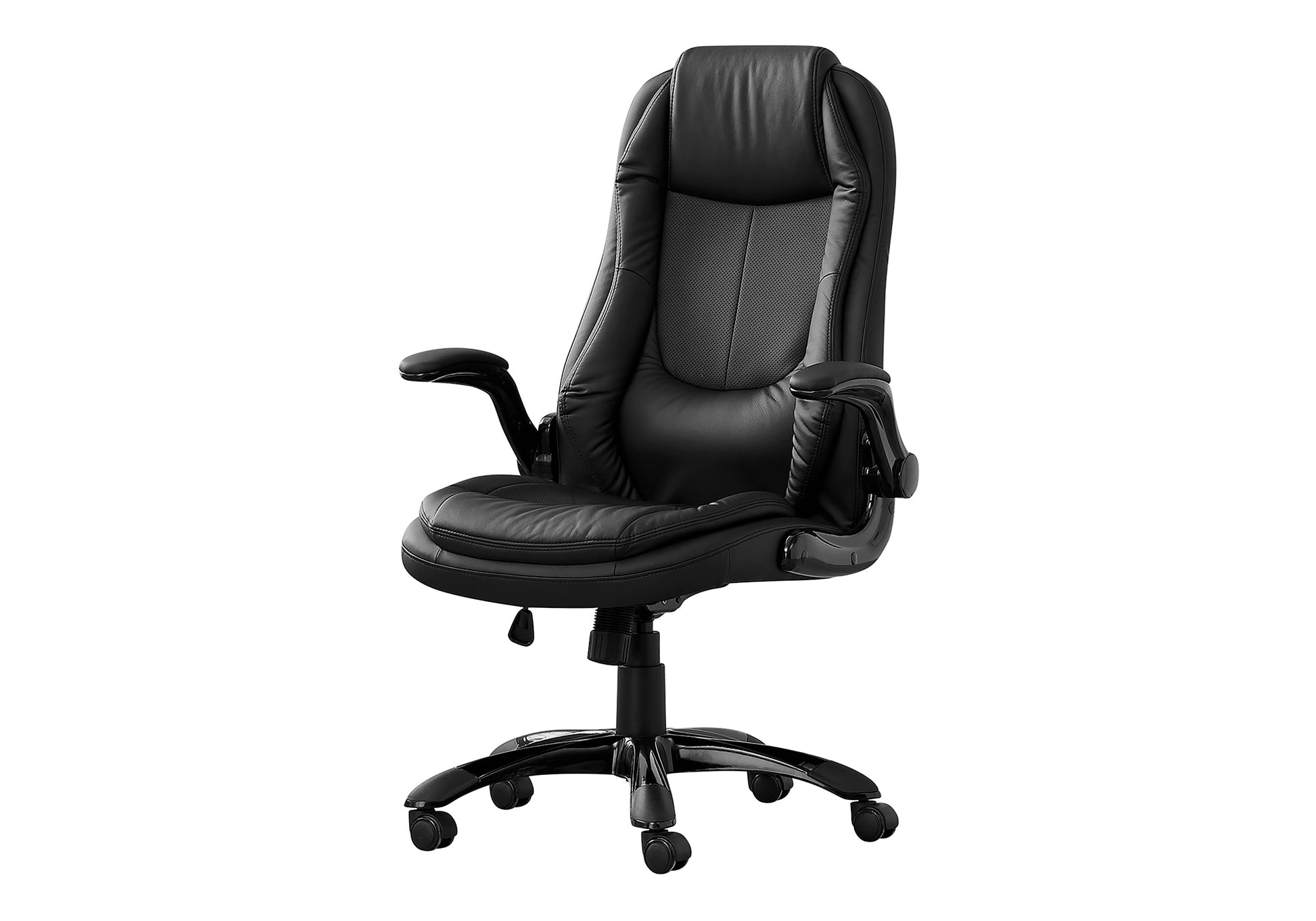 title:Office Chair, Adjustable Height, Swivel, Ergonomic, Armrests, Computer Desk, Work, Black Leather Look, Black Metal, Contemporary, Modern;color:Black