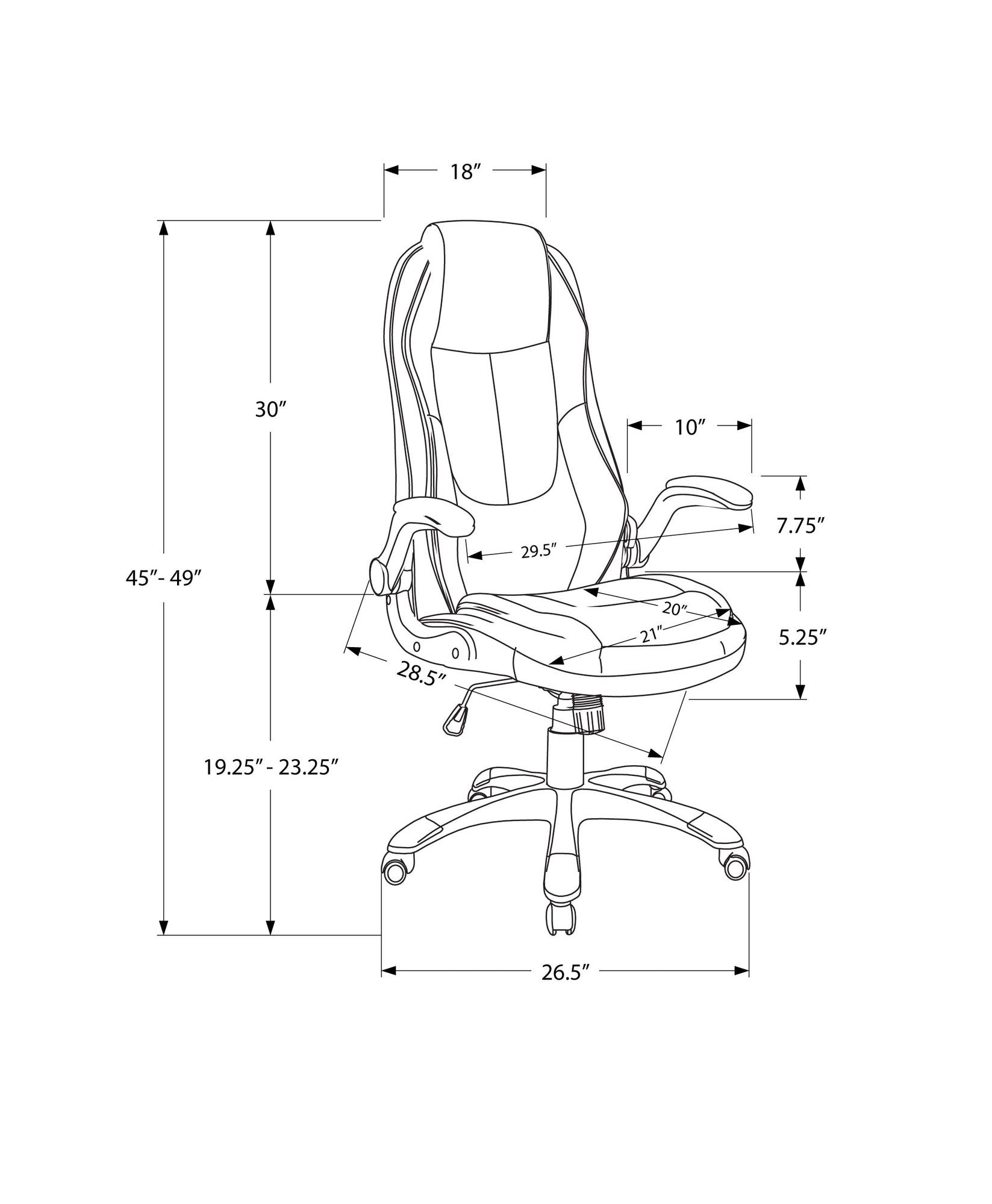 title:Office Chair, Adjustable Height, Swivel, Ergonomic, Armrests, Computer Desk, Work, Black Leather Look, Black Metal, Contemporary, Modern;color:Black