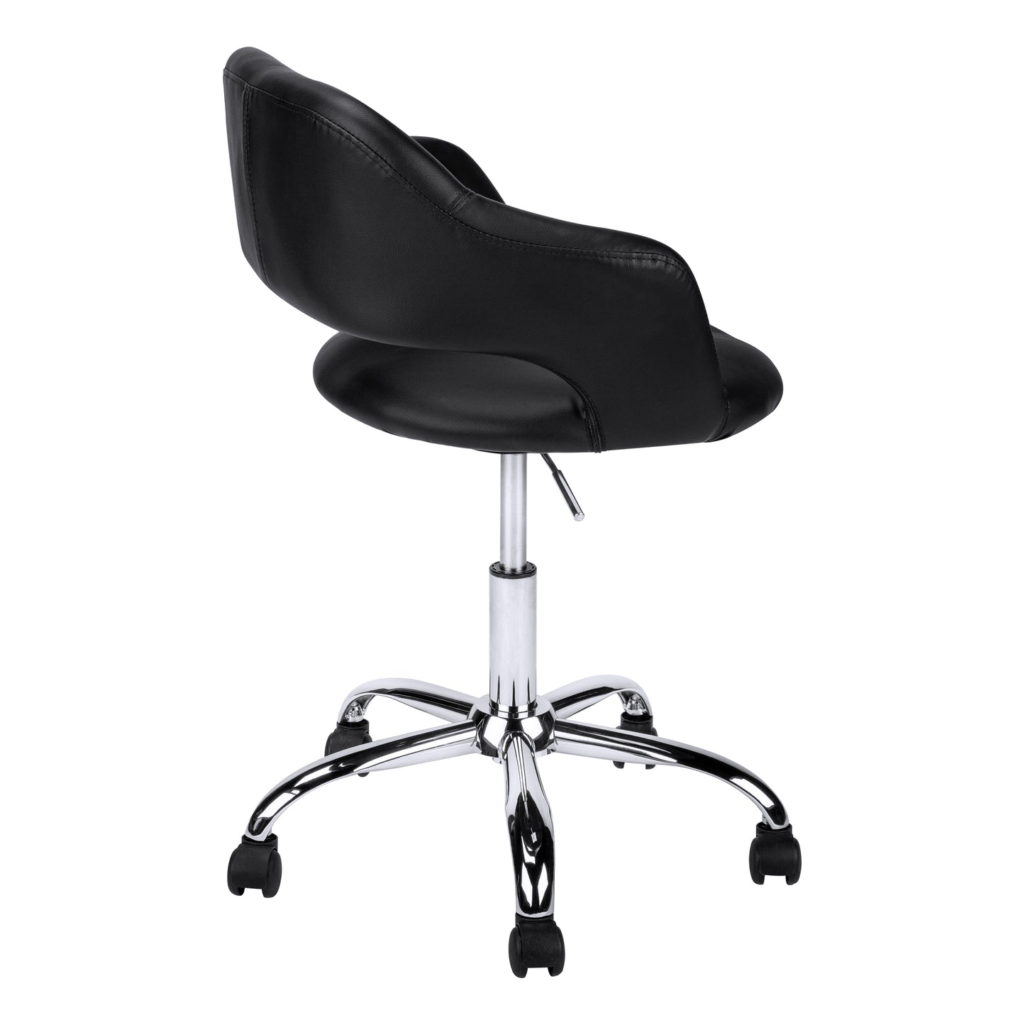 title:Office Chair, Adjustable Height, Swivel, Ergonomic, Armrests, Computer Desk, Work, Black Leather Look, Chrome Metal, Contemporary, Modern;color:Black