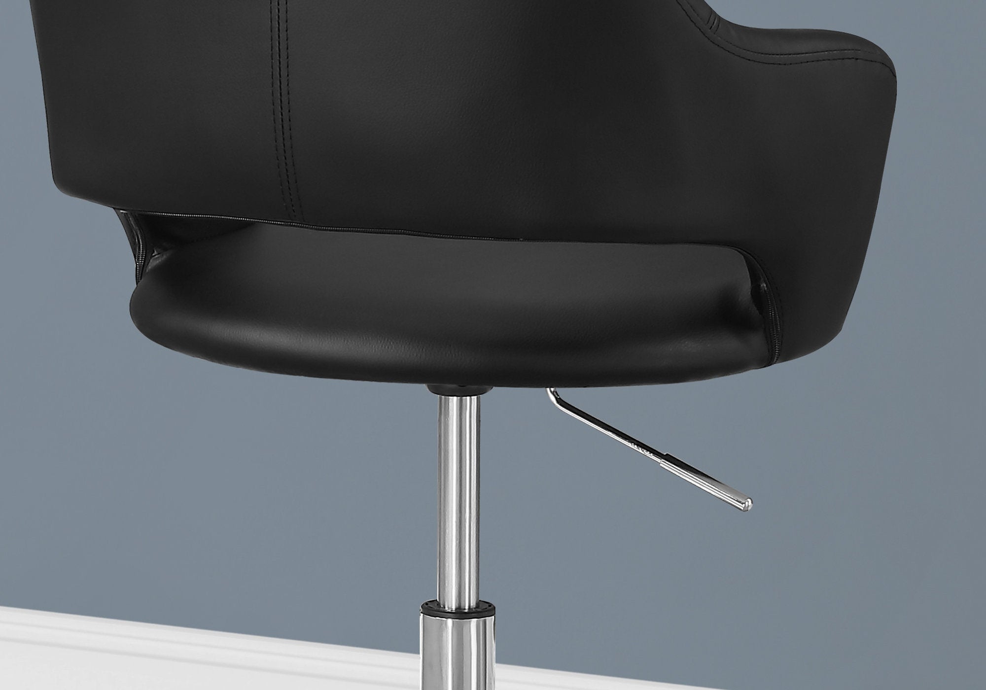 title:Office Chair, Adjustable Height, Swivel, Ergonomic, Armrests, Computer Desk, Work, Black Leather Look, Chrome Metal, Contemporary, Modern;color:Black