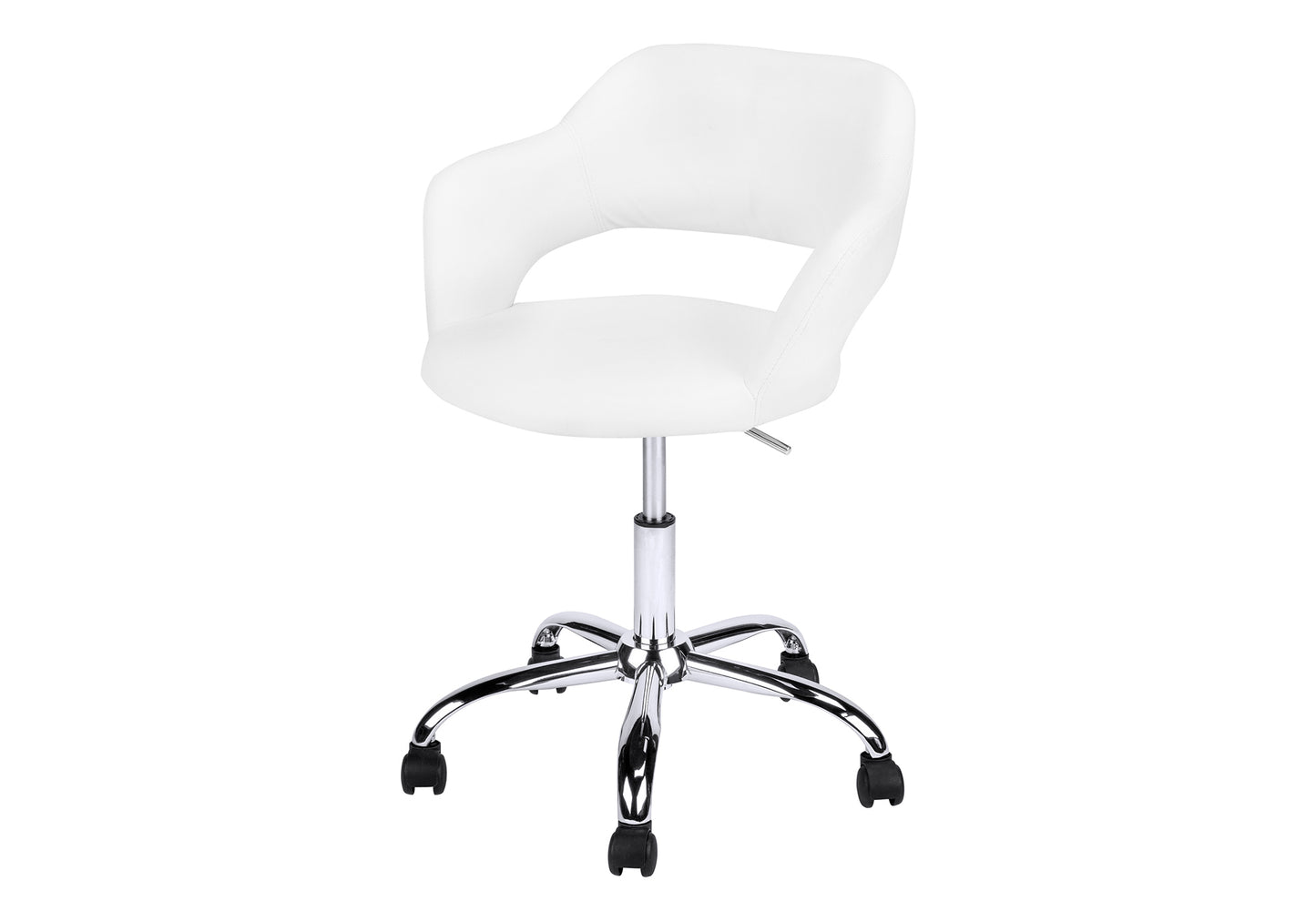 title:Office Chair, Adjustable Height, Swivel, Ergonomic, Armrests, Computer Desk, Work, White Leather Look, Chrome Metal, Contemporary, Modern;color:White