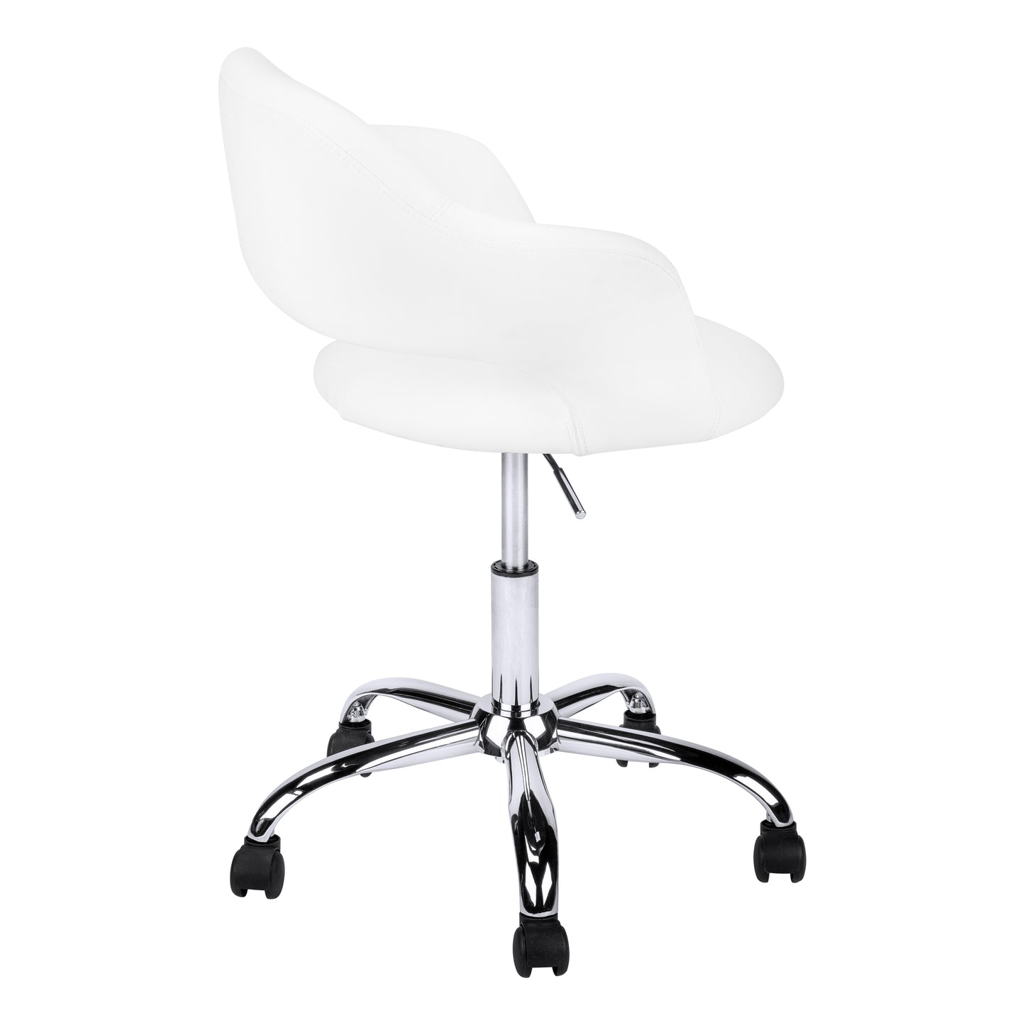 title:Office Chair, Adjustable Height, Swivel, Ergonomic, Armrests, Computer Desk, Work, White Leather Look, Chrome Metal, Contemporary, Modern;color:White