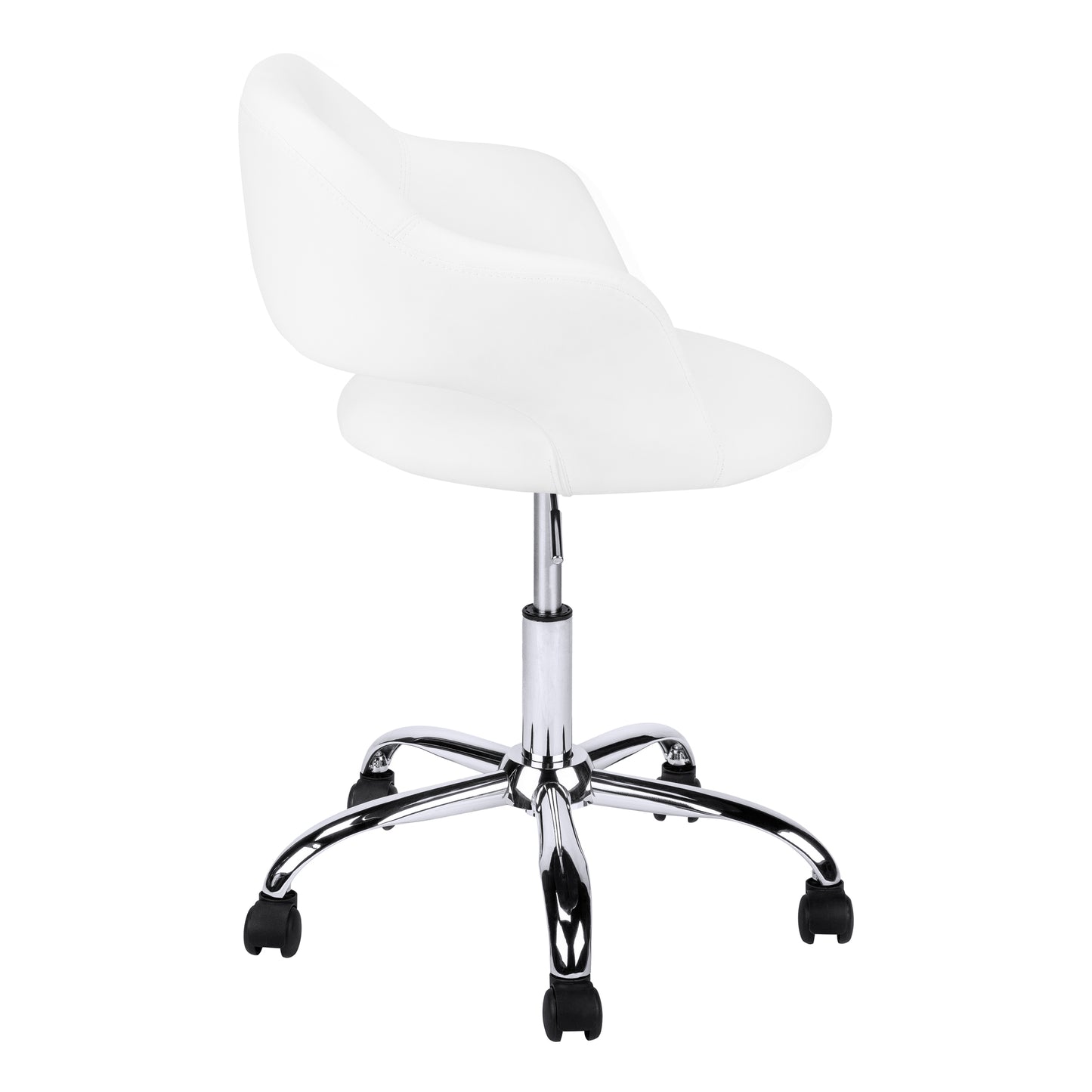 title:Office Chair, Adjustable Height, Swivel, Ergonomic, Armrests, Computer Desk, Work, White Leather Look, Chrome Metal, Contemporary, Modern;color:White