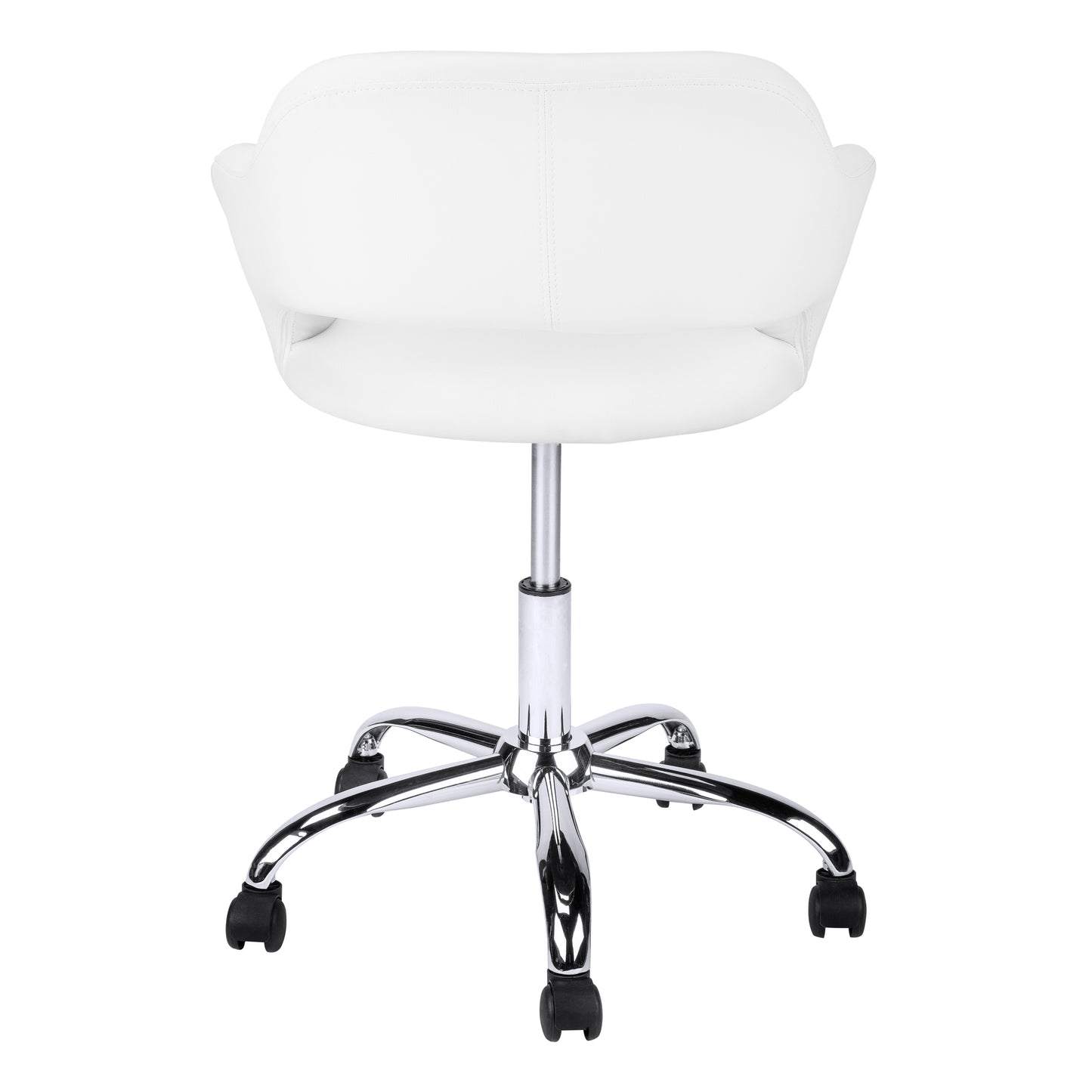 title:Office Chair, Adjustable Height, Swivel, Ergonomic, Armrests, Computer Desk, Work, White Leather Look, Chrome Metal, Contemporary, Modern;color:White