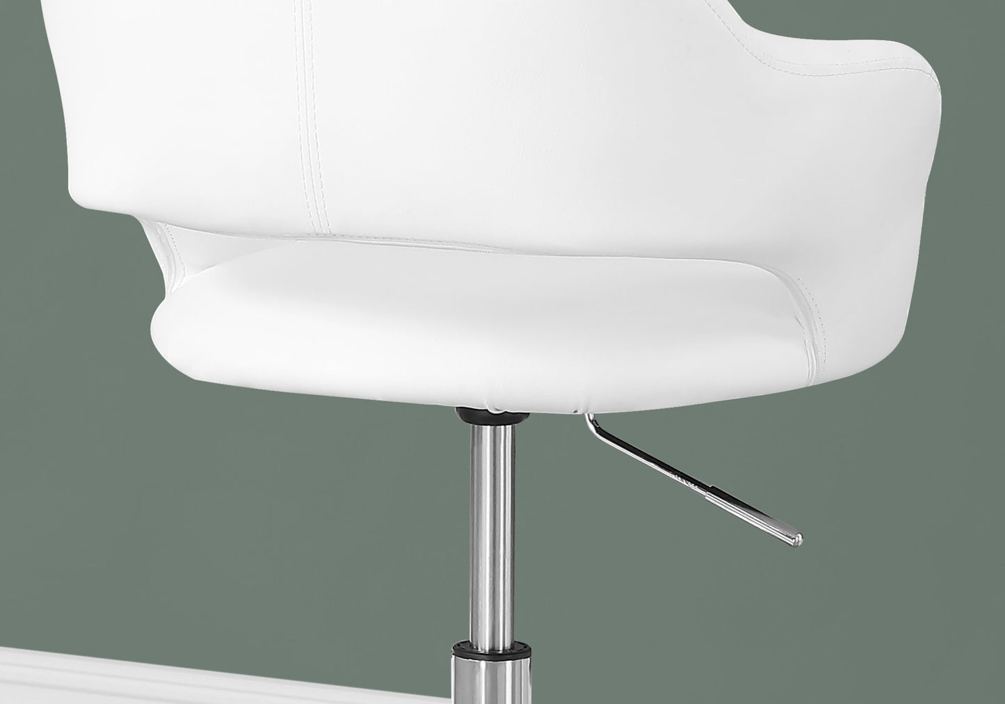 title:Office Chair, Adjustable Height, Swivel, Ergonomic, Armrests, Computer Desk, Work, White Leather Look, Chrome Metal, Contemporary, Modern;color:White