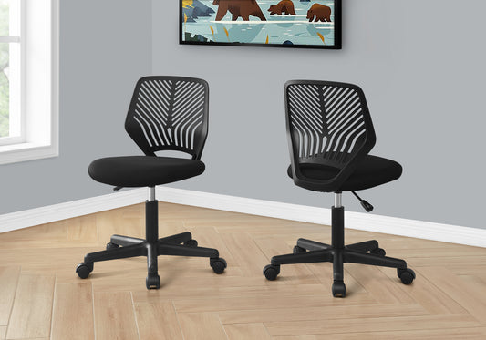 title:Office Chair, Adjustable Height, Swivel, Ergonomic, Computer Desk, Work, Juvenile, Black Mesh, Black Metal, Contemporary, Modern;color:Black