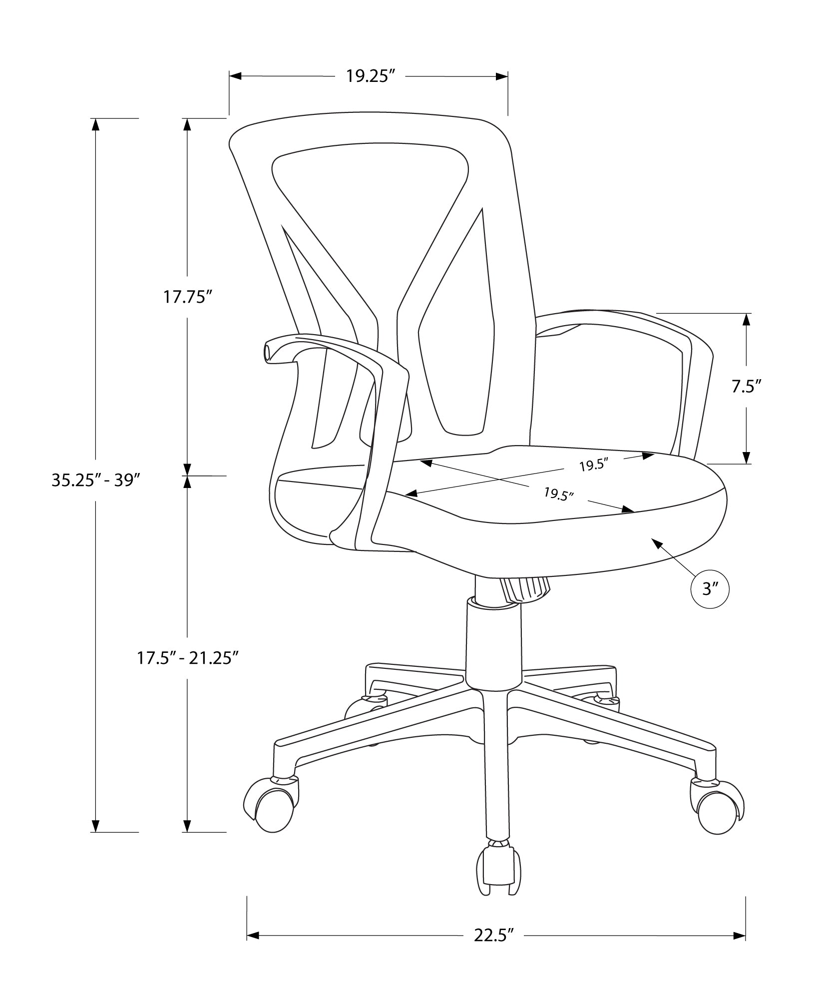 title:Office Chair, Adjustable Height, Swivel, Ergonomic, Armrests, Computer Desk, Work, Black Mesh, Black Metal, Contemporary, Modern;color:Black