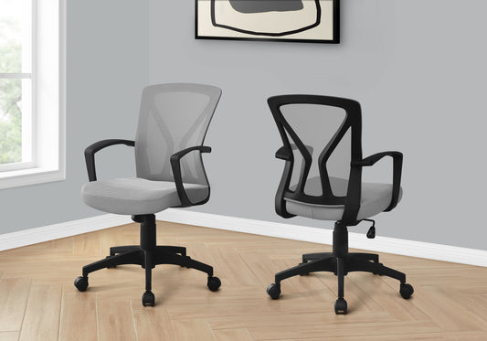 title:Office Chair, Adjustable Height, Swivel, Ergonomic, Armrests, Computer Desk, Work, Grey Mesh, Black Metal, Contemporary, Modern;color:Grey