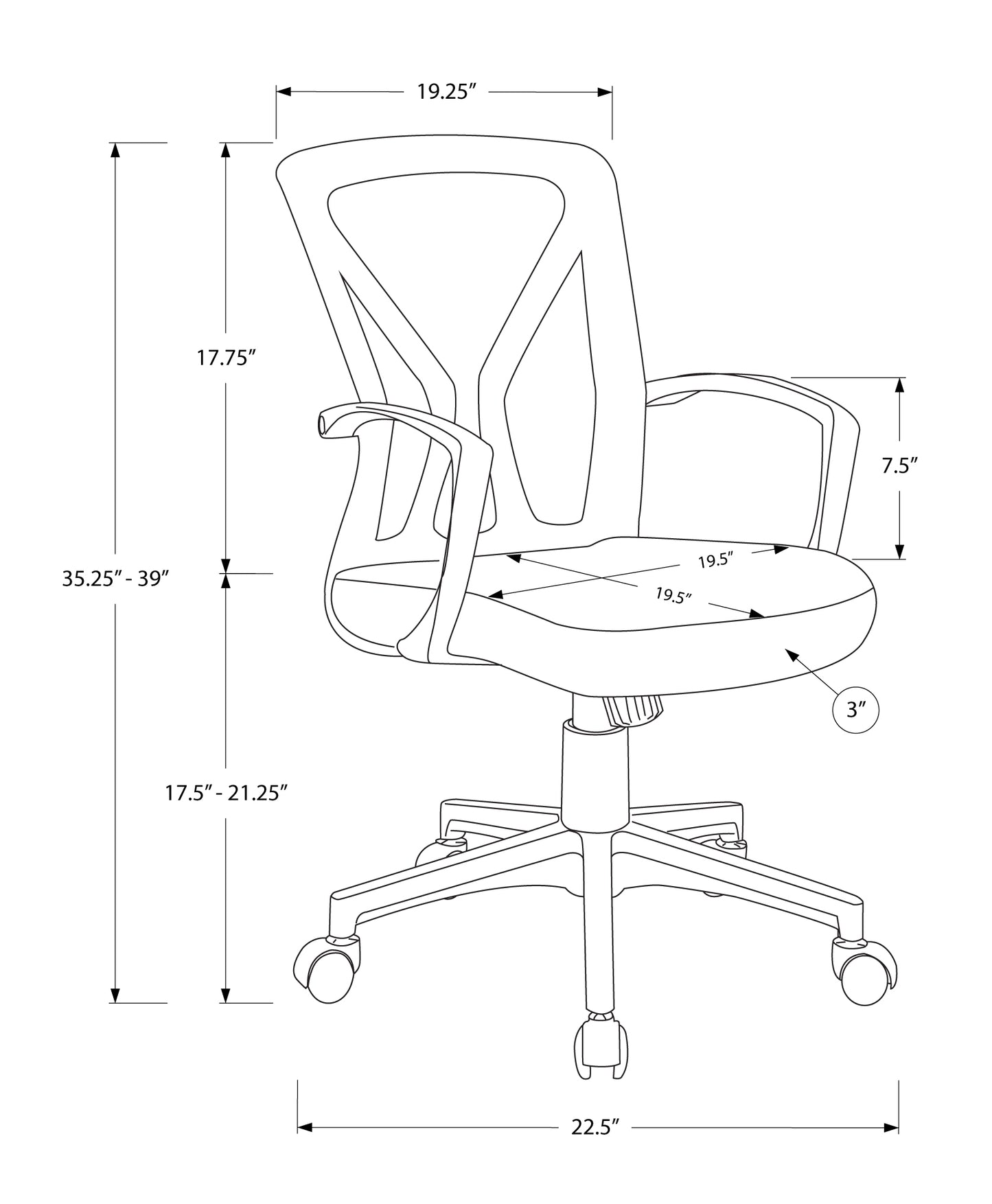 title:Office Chair, Adjustable Height, Swivel, Ergonomic, Armrests, Computer Desk, Work, Grey Mesh, Black Metal, Contemporary, Modern;color:Grey