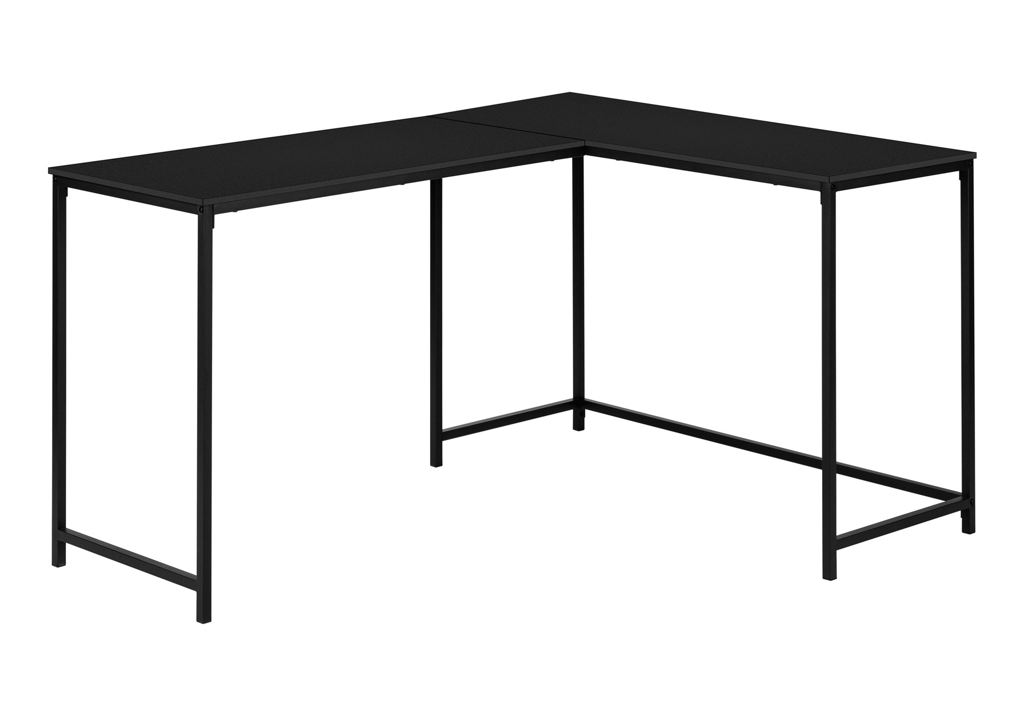 title:Computer Desk, Home Office, Corner, 58"l, L Shape, Work, Laptop, Black Laminate, Black Metal, Contemporary, Modern;color:Black