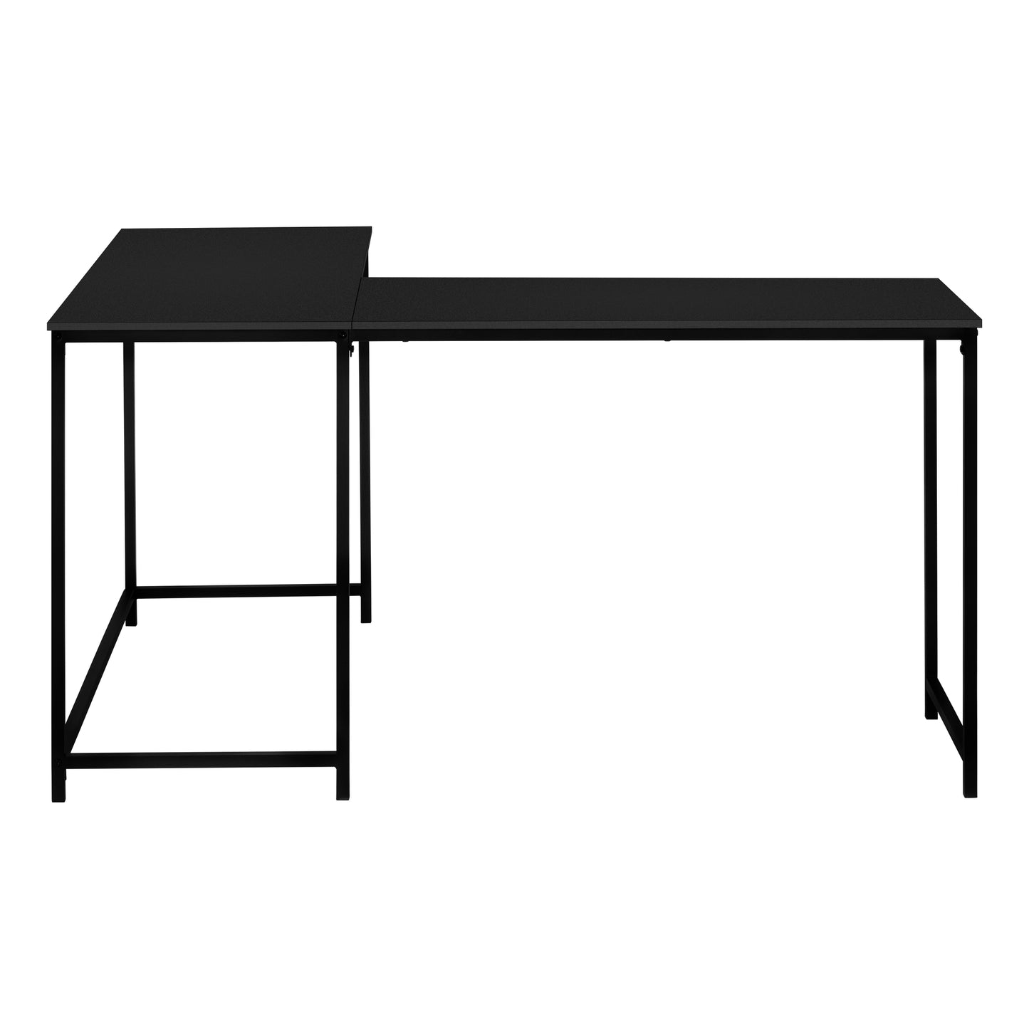 title:Computer Desk, Home Office, Corner, 58"l, L Shape, Work, Laptop, Black Laminate, Black Metal, Contemporary, Modern;color:Black