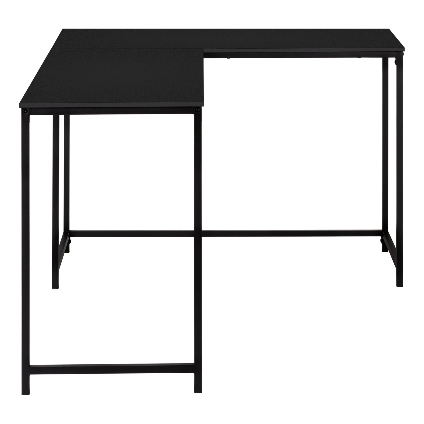 title:Computer Desk, Home Office, Corner, 58"l, L Shape, Work, Laptop, Black Laminate, Black Metal, Contemporary, Modern;color:Black