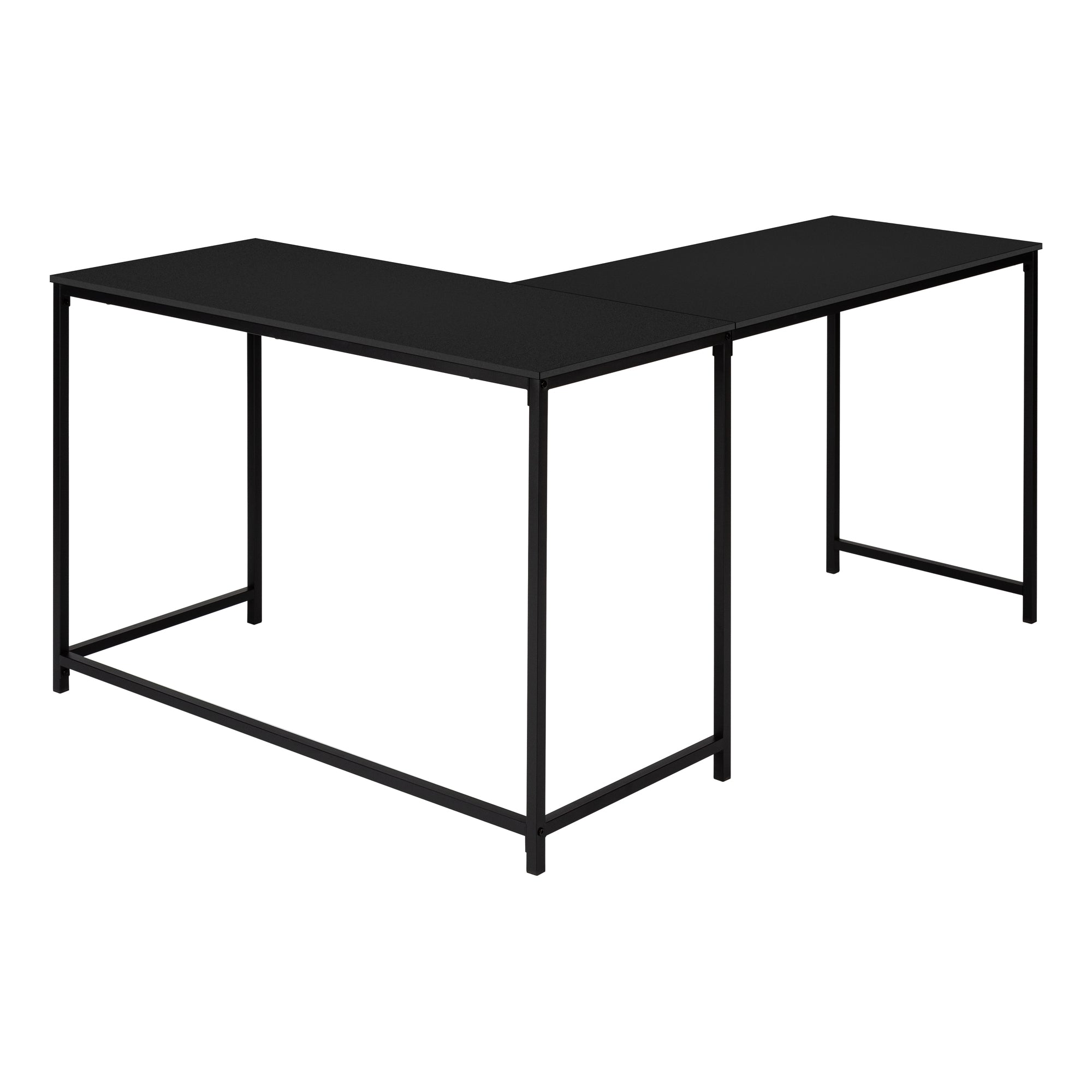 title:Computer Desk, Home Office, Corner, 58"l, L Shape, Work, Laptop, Black Laminate, Black Metal, Contemporary, Modern;color:Black