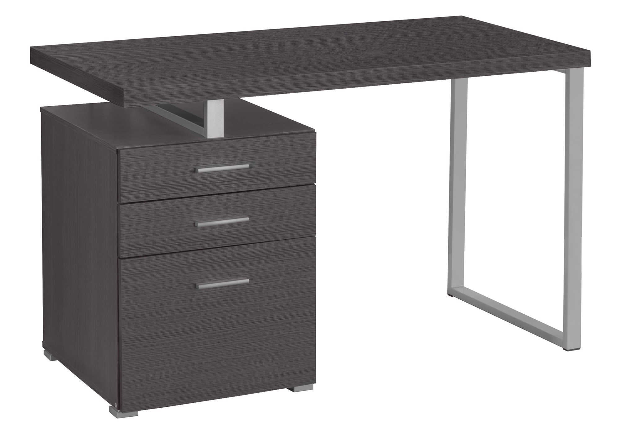 title:Computer Desk, Home Office, Laptop, Left, Right Set-up, Storage Drawers, 48"l, Work, Grey Laminate, Grey Metal, Contemporary, Modern;color:Grey