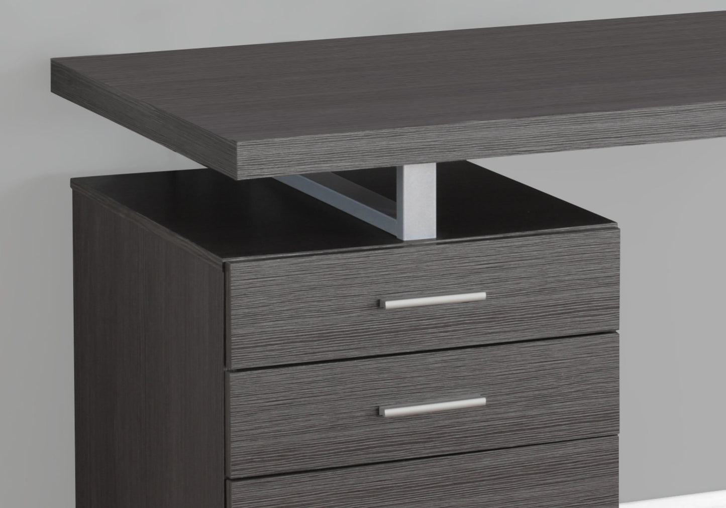 title:Computer Desk, Home Office, Laptop, Left, Right Set-up, Storage Drawers, 48"l, Work, Grey Laminate, Grey Metal, Contemporary, Modern;color:Grey