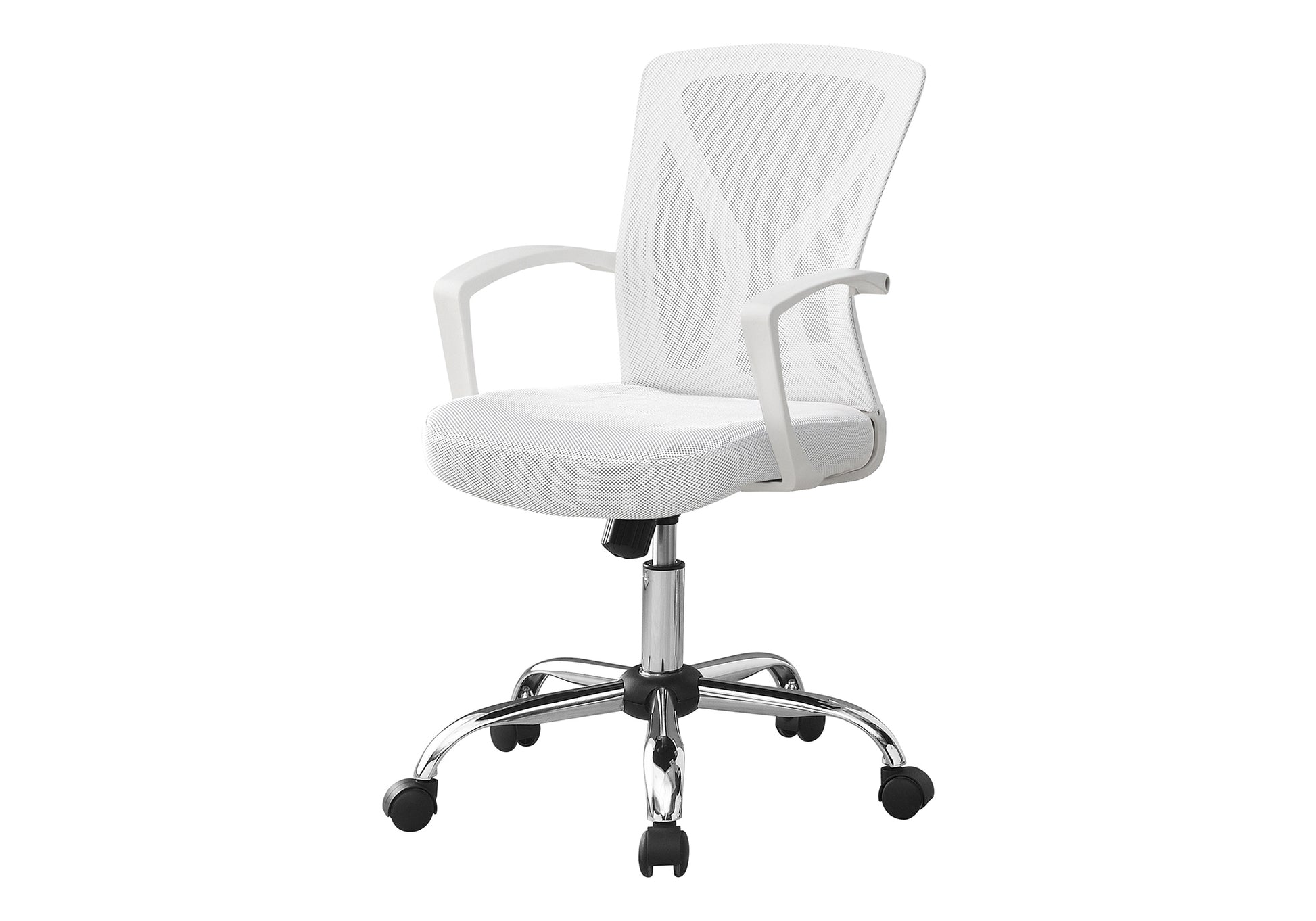 title:Office Chair, Adjustable Height, Swivel, Ergonomic, Armrests, Computer Desk, Work, White Mesh, Chrome Metal, Contemporary, Modern;color:White