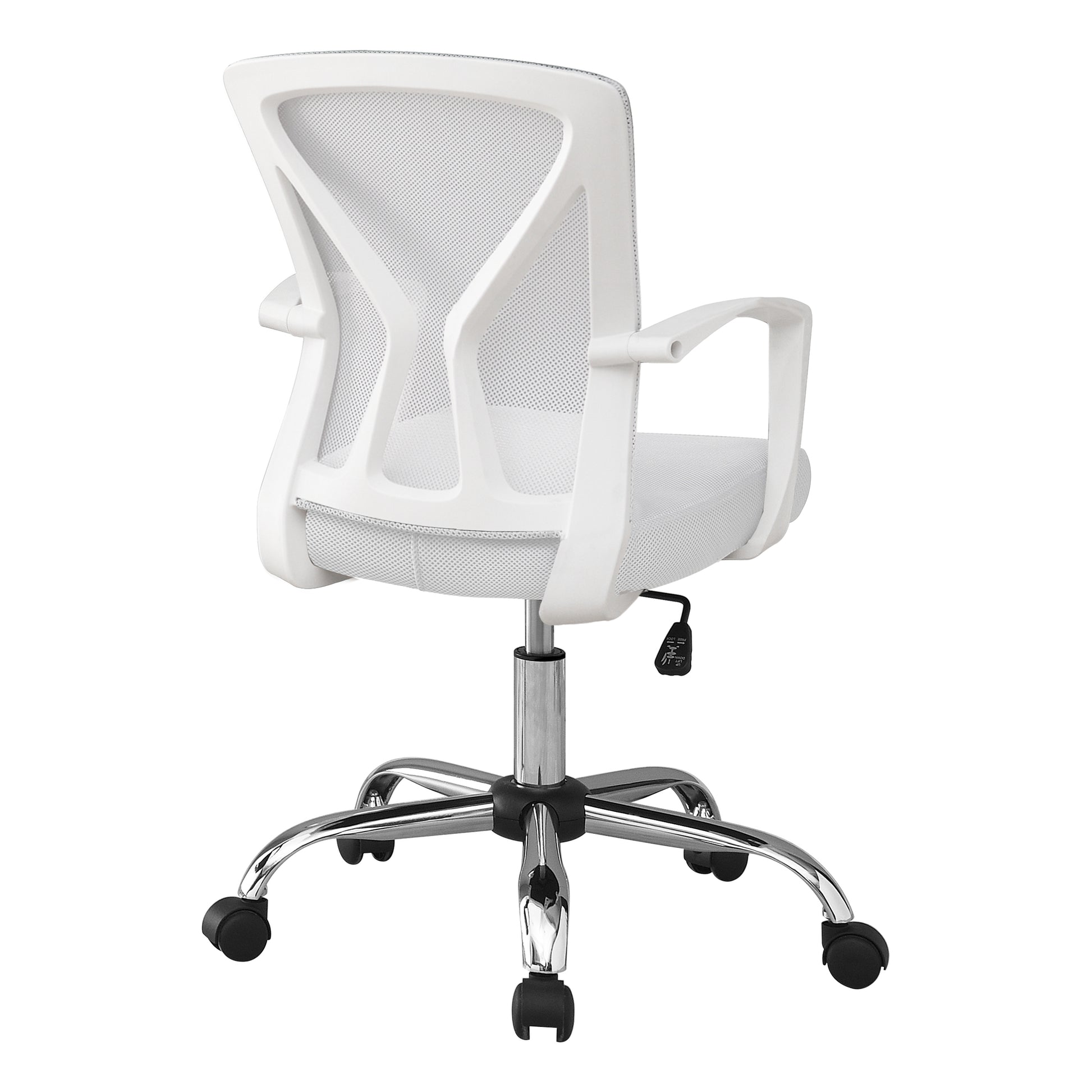 title:Office Chair, Adjustable Height, Swivel, Ergonomic, Armrests, Computer Desk, Work, White Mesh, Chrome Metal, Contemporary, Modern;color:White