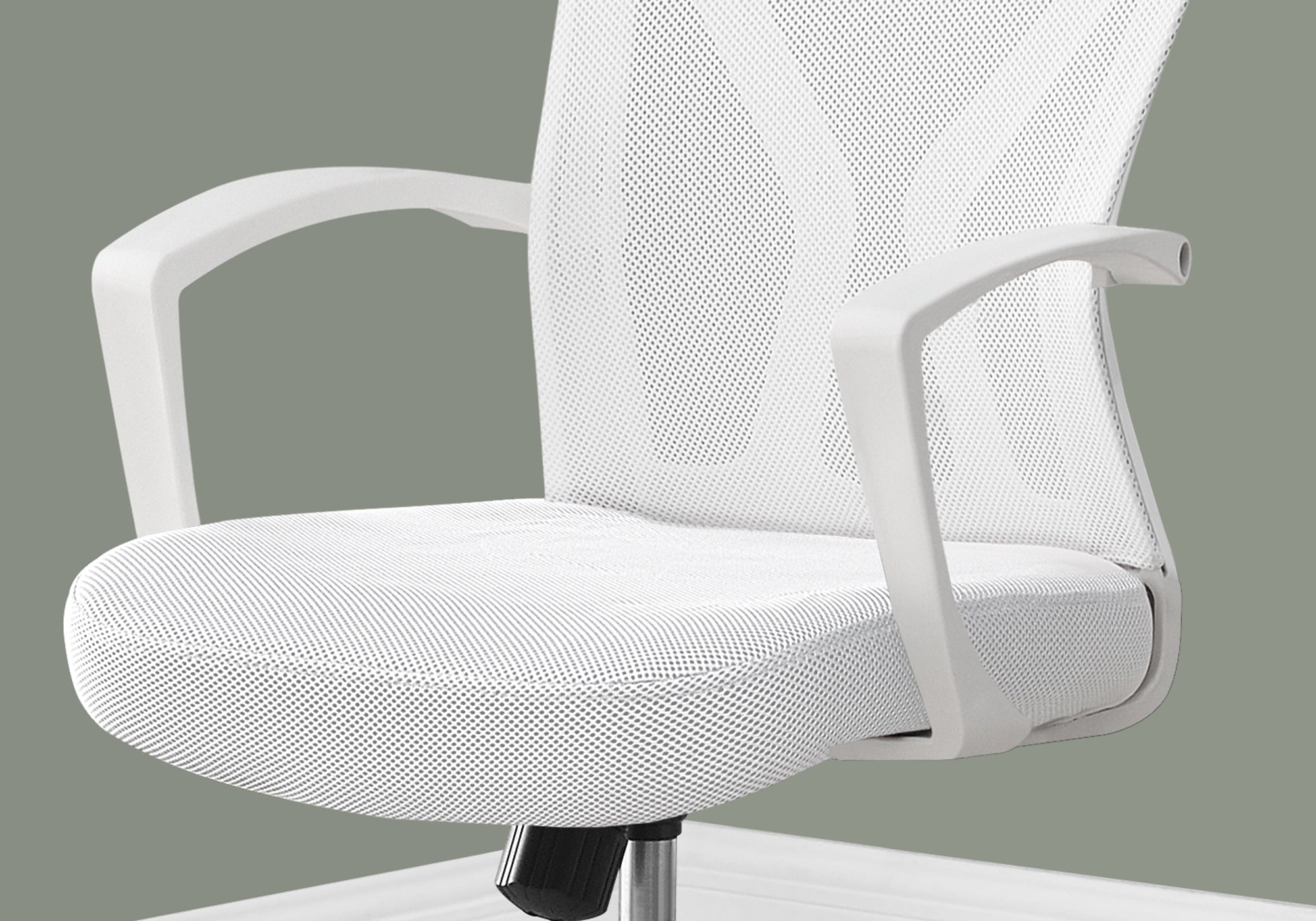 title:Office Chair, Adjustable Height, Swivel, Ergonomic, Armrests, Computer Desk, Work, White Mesh, Chrome Metal, Contemporary, Modern;color:White