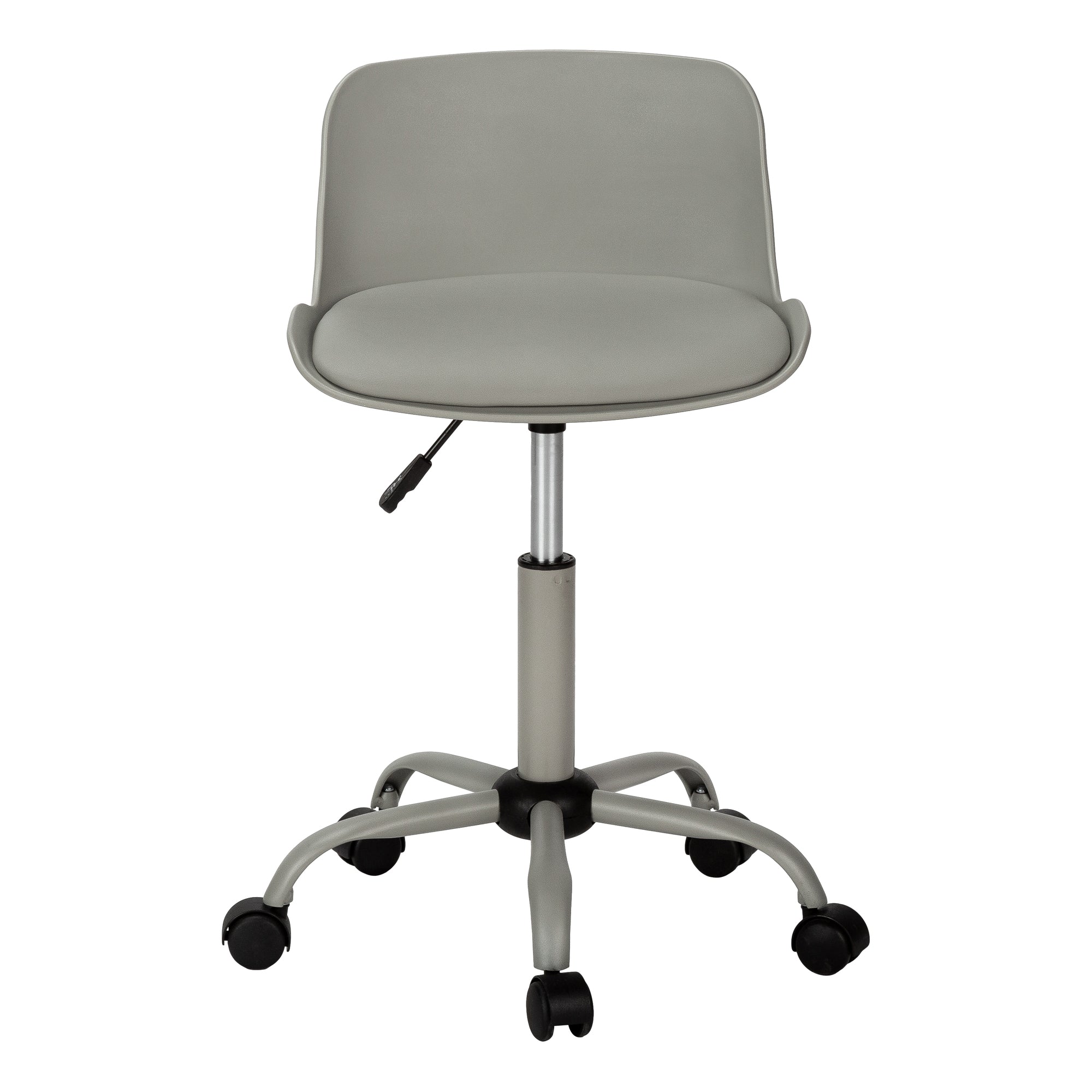 title:Office Chair, Adjustable Height, Swivel, Ergonomic, Computer Desk, Work, Juvenile, Grey Leather Look, Grey Metal, Contemporary, Modern;color:Grey