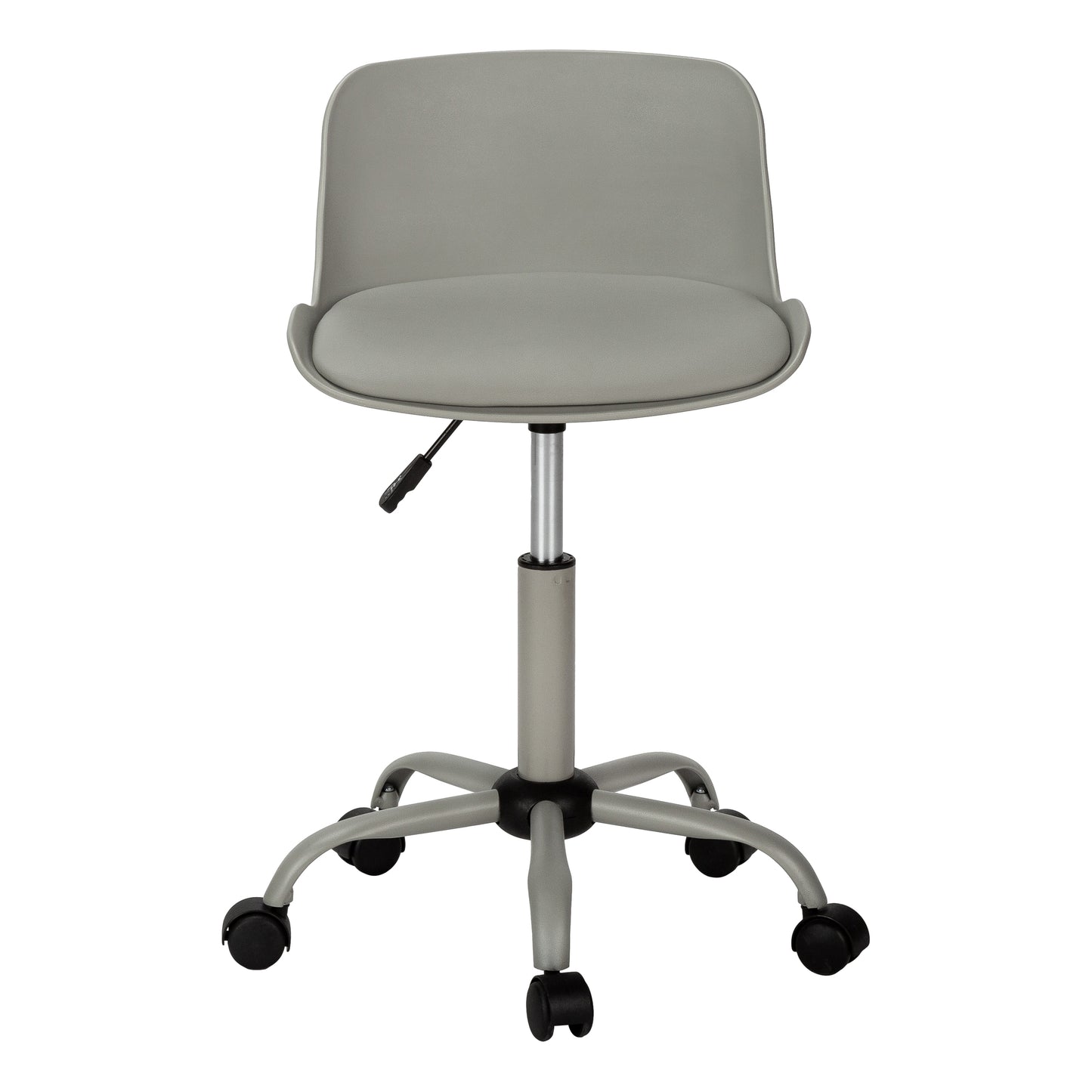 title:Office Chair, Adjustable Height, Swivel, Ergonomic, Computer Desk, Work, Juvenile, Grey Leather Look, Grey Metal, Contemporary, Modern;color:Grey