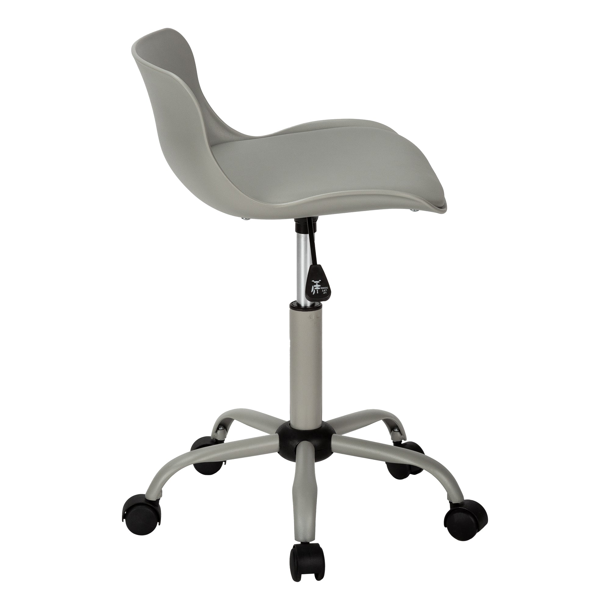 title:Office Chair, Adjustable Height, Swivel, Ergonomic, Computer Desk, Work, Juvenile, Grey Leather Look, Grey Metal, Contemporary, Modern;color:Grey