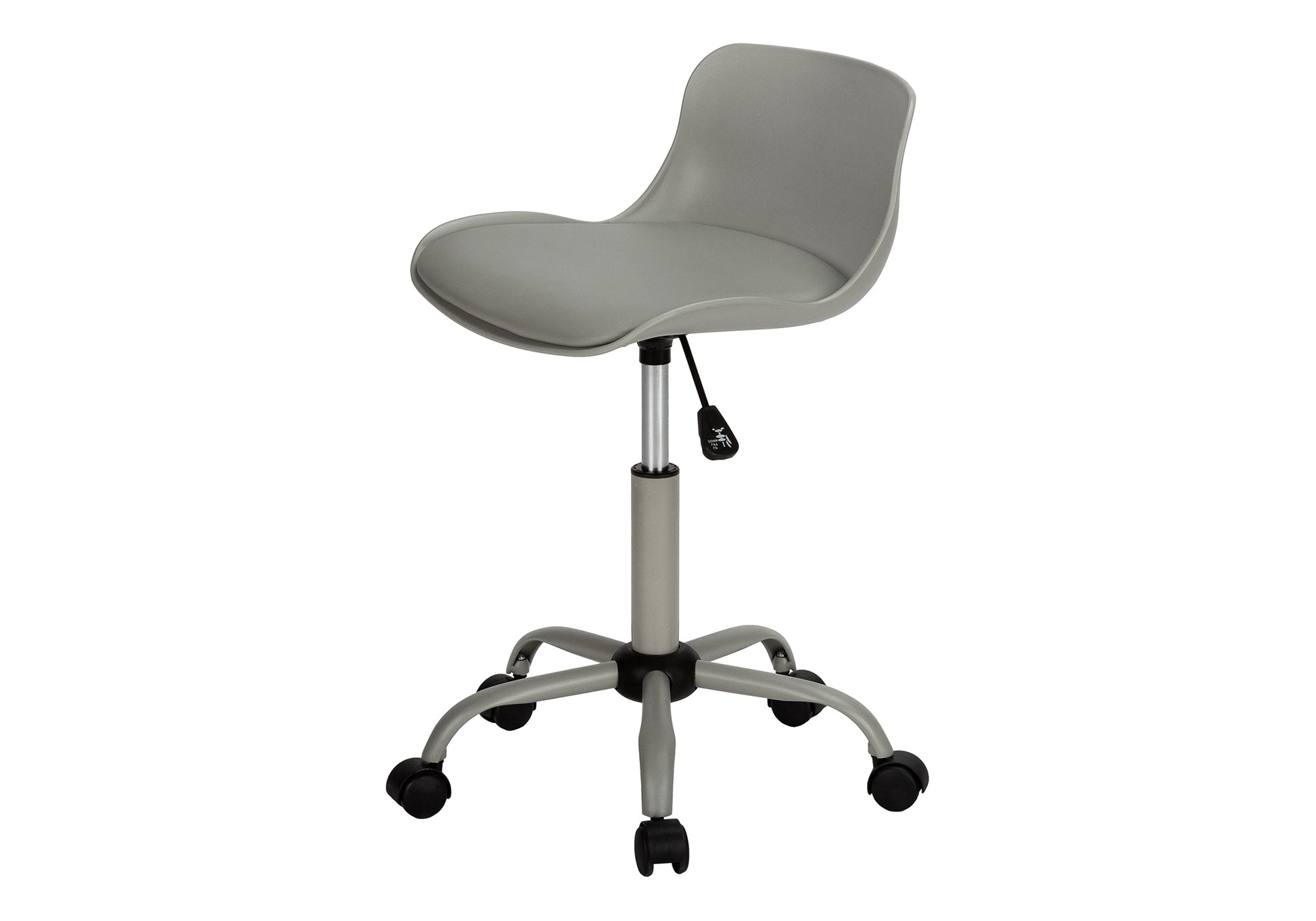 title:Office Chair, Adjustable Height, Swivel, Ergonomic, Computer Desk, Work, Juvenile, Grey Leather Look, Grey Metal, Contemporary, Modern;color:Grey