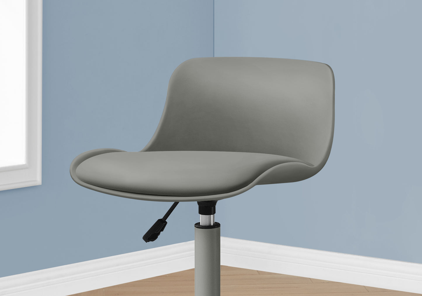 title:Office Chair, Adjustable Height, Swivel, Ergonomic, Computer Desk, Work, Juvenile, Grey Leather Look, Grey Metal, Contemporary, Modern;color:Grey