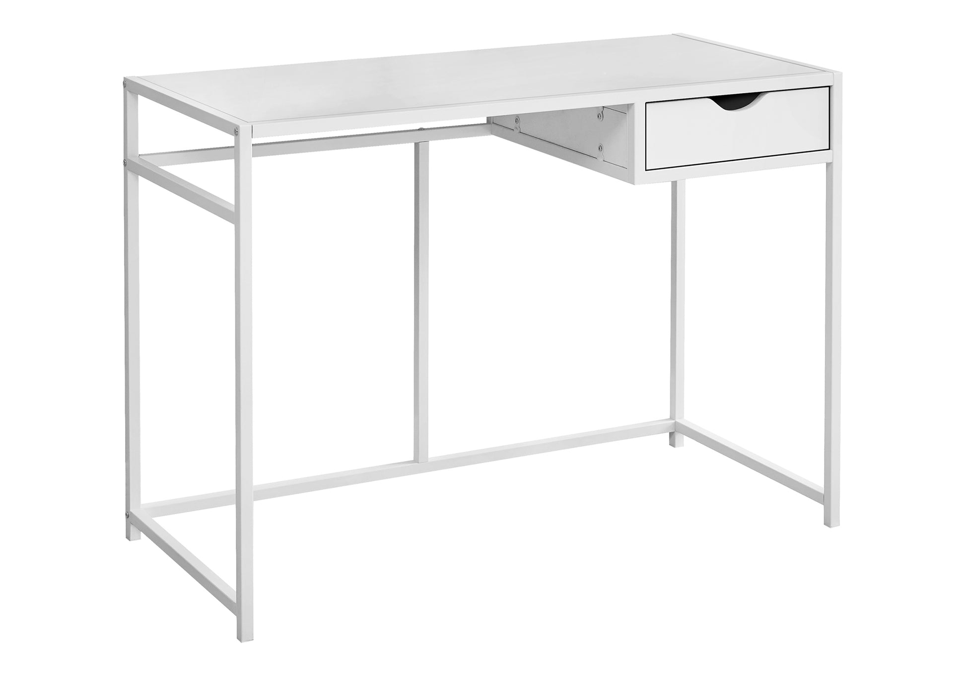 title:Computer Desk, Home Office, Laptop, Storage Drawer, 42"l, Work, White Laminate, White Metal, Contemporary, Modern;color:White