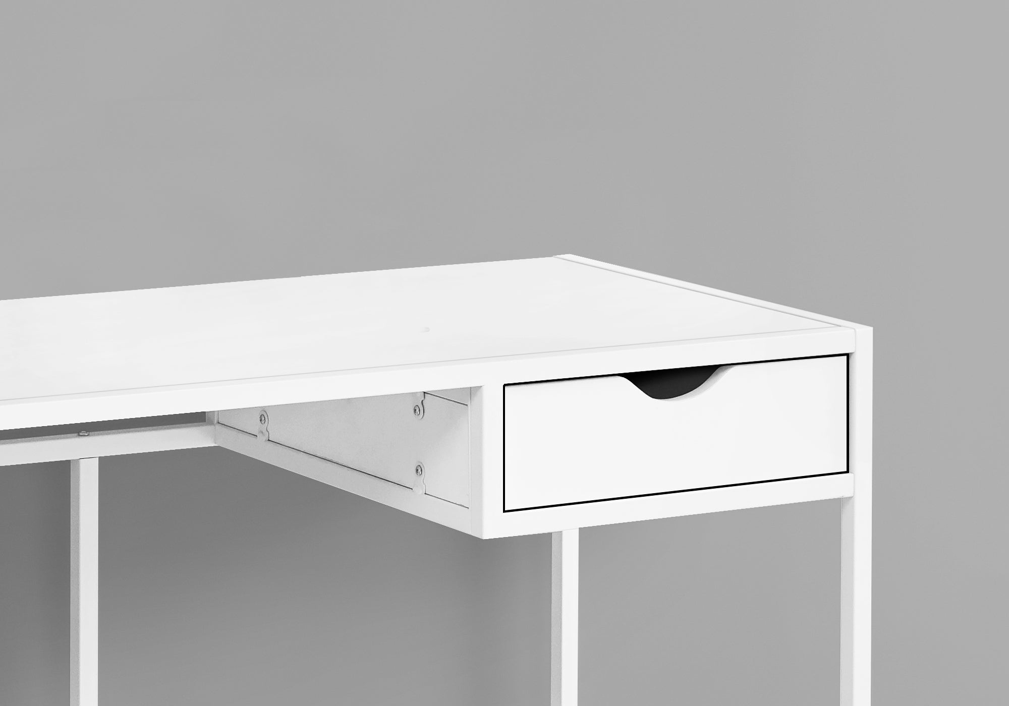 title:Computer Desk, Home Office, Laptop, Storage Drawer, 42"l, Work, White Laminate, White Metal, Contemporary, Modern;color:White