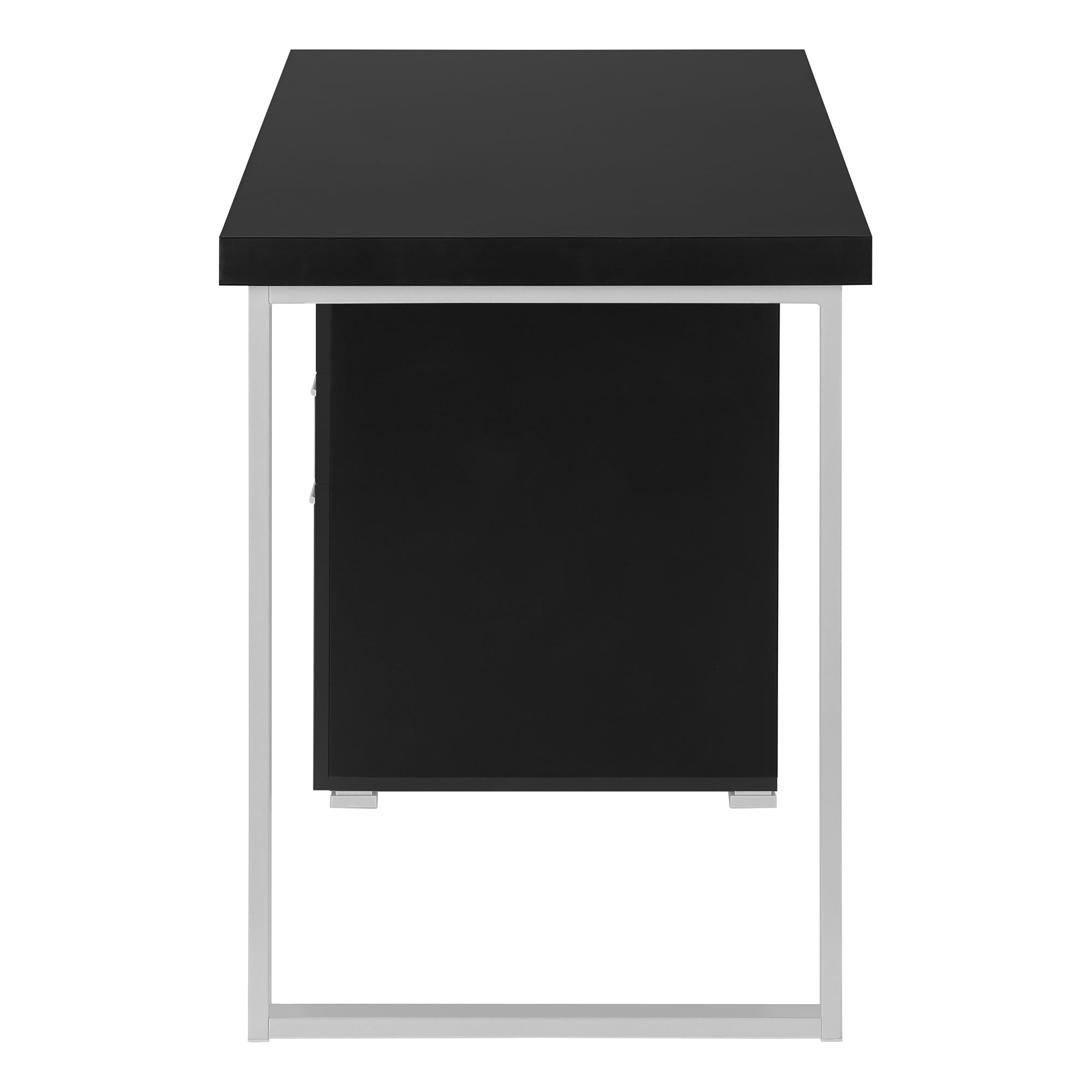 title:Computer Desk, Home Office, Laptop, Left, Right Set-up, Storage Drawers, 48"l, Work, Black Laminate, Grey Metal, Contemporary, Modern;color:Black