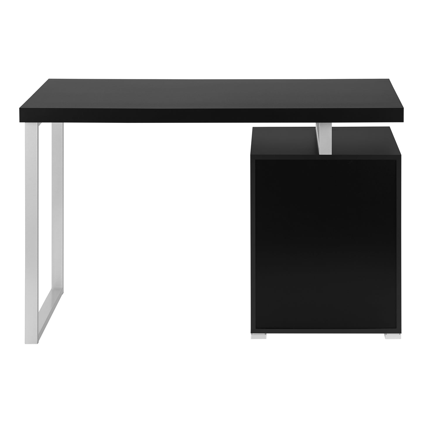 title:Computer Desk, Home Office, Laptop, Left, Right Set-up, Storage Drawers, 48"l, Work, Black Laminate, Grey Metal, Contemporary, Modern;color:Black