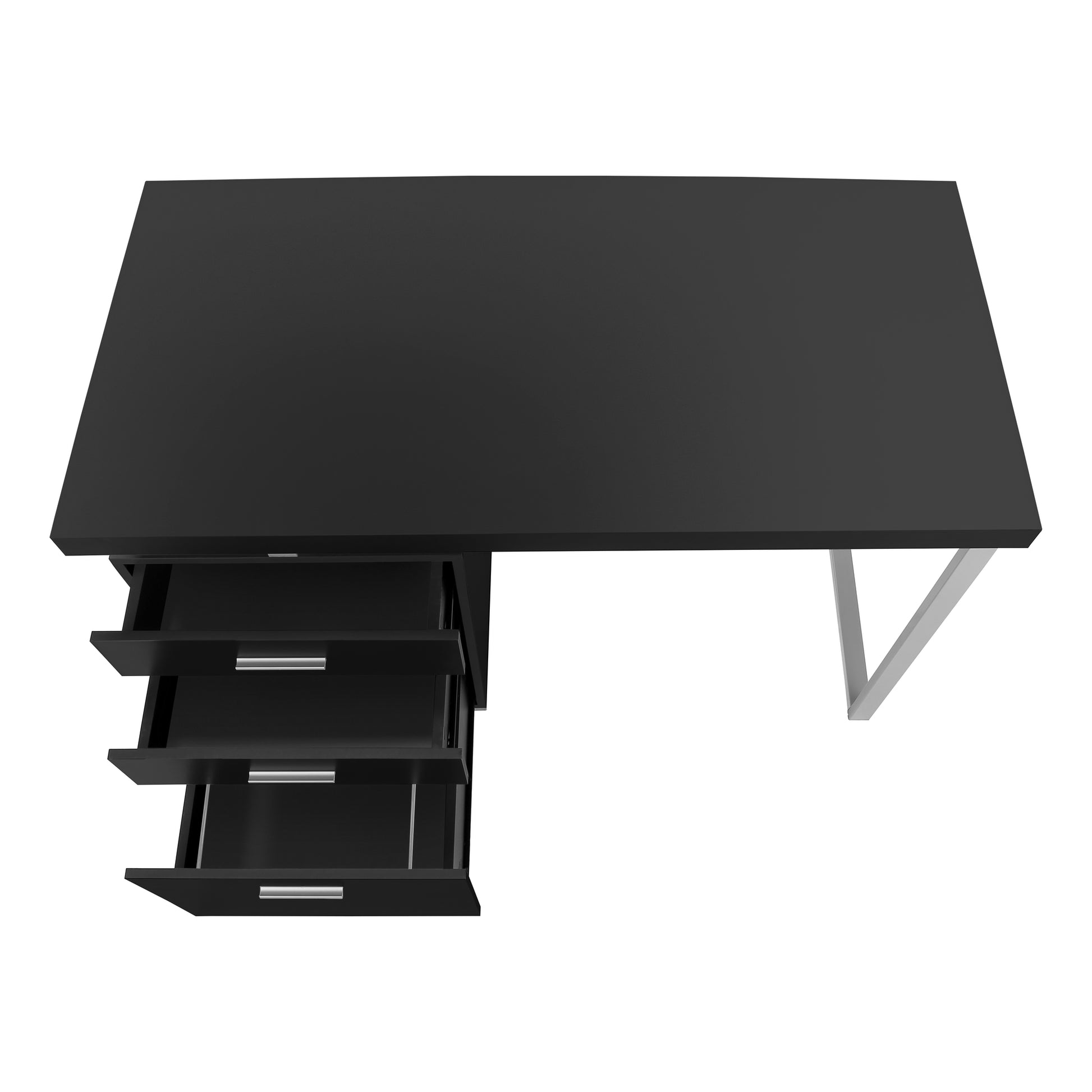 title:Computer Desk, Home Office, Laptop, Left, Right Set-up, Storage Drawers, 48"l, Work, Black Laminate, Grey Metal, Contemporary, Modern;color:Black